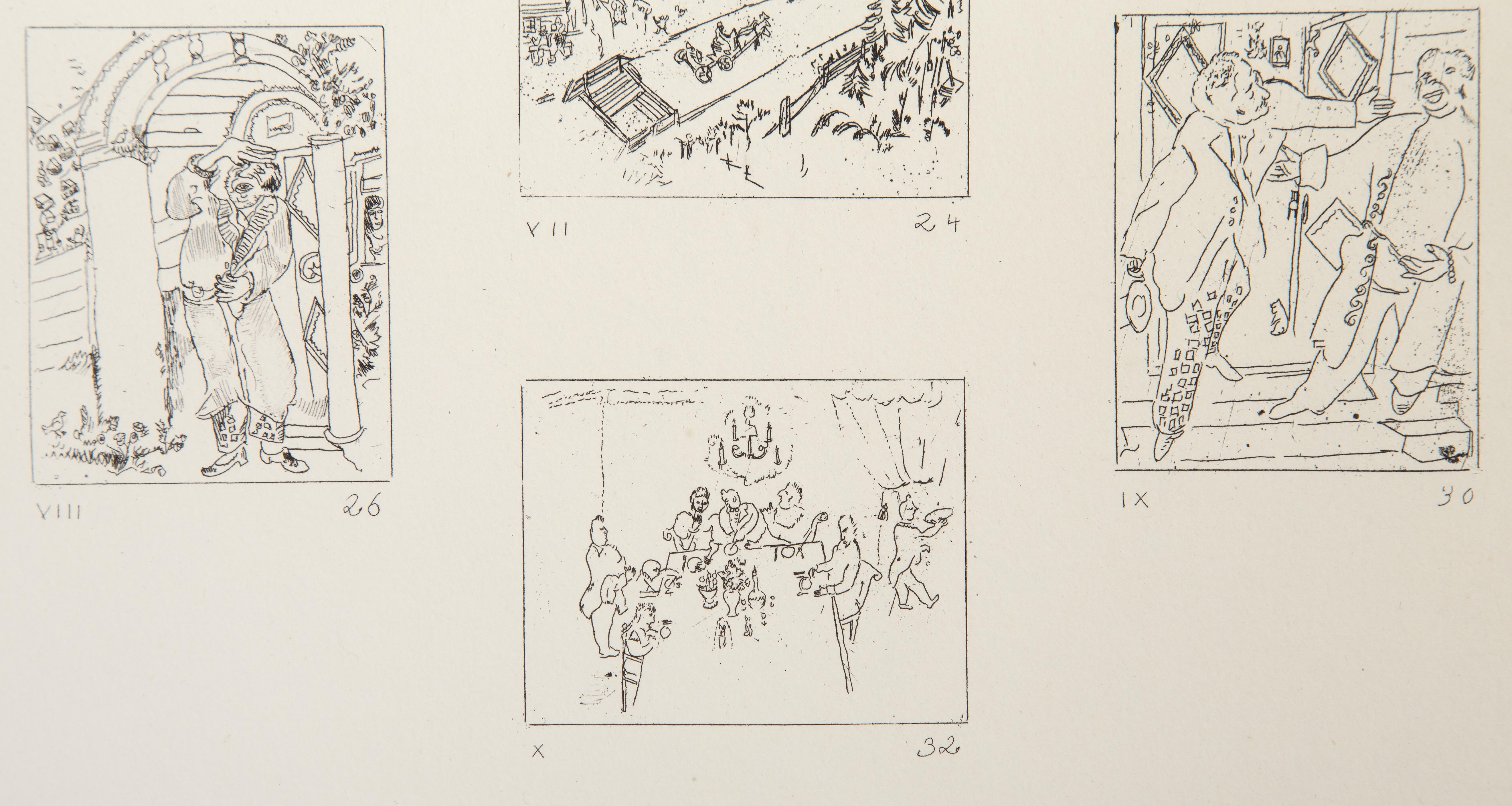 Les Ames Mortes Vignette Plate 2, Modern Etching by Marc Chagall For Sale 1