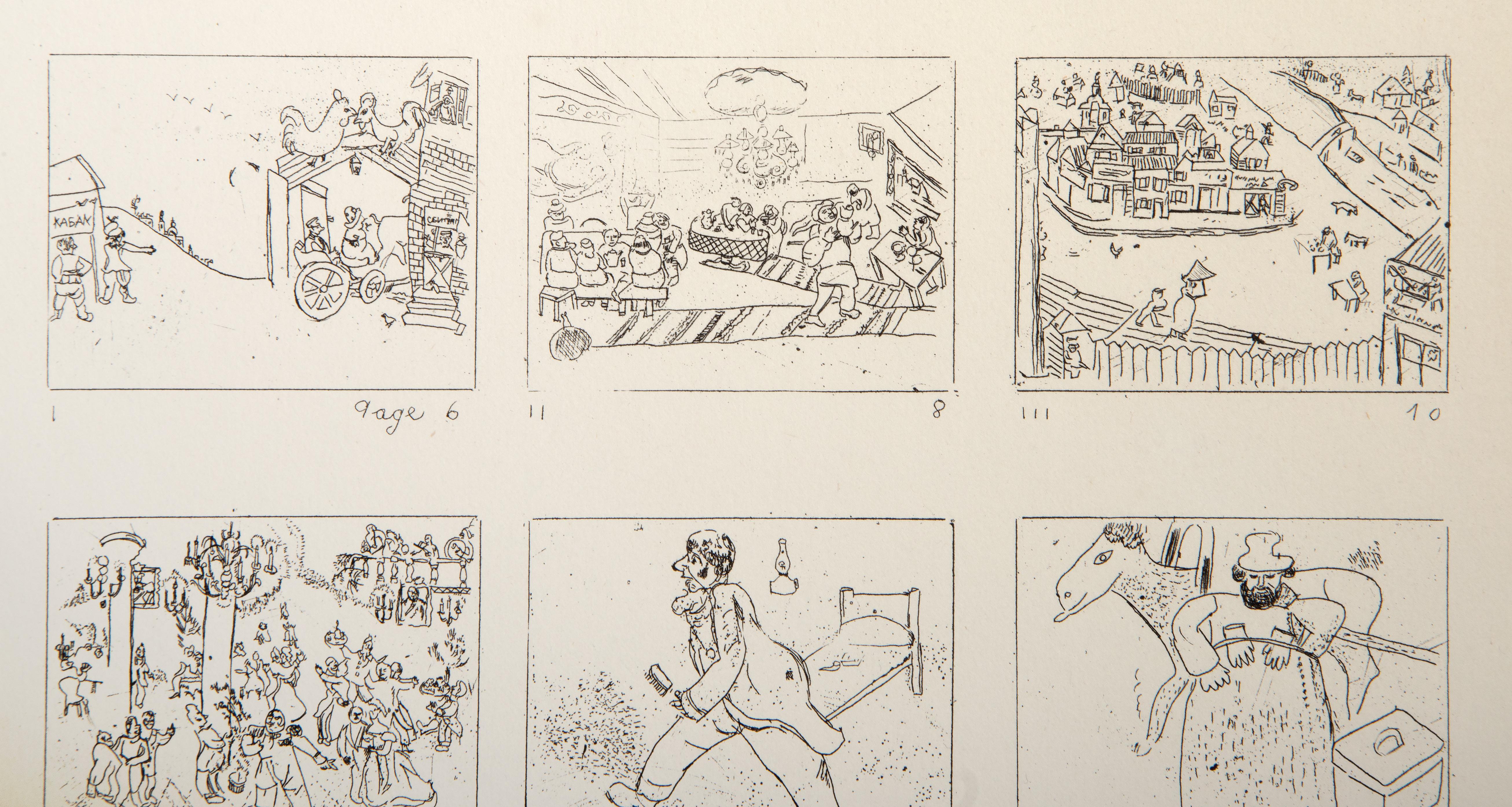 Les Ames Mortes Vignette Plate 2, Modern Etching by Marc Chagall For Sale 2