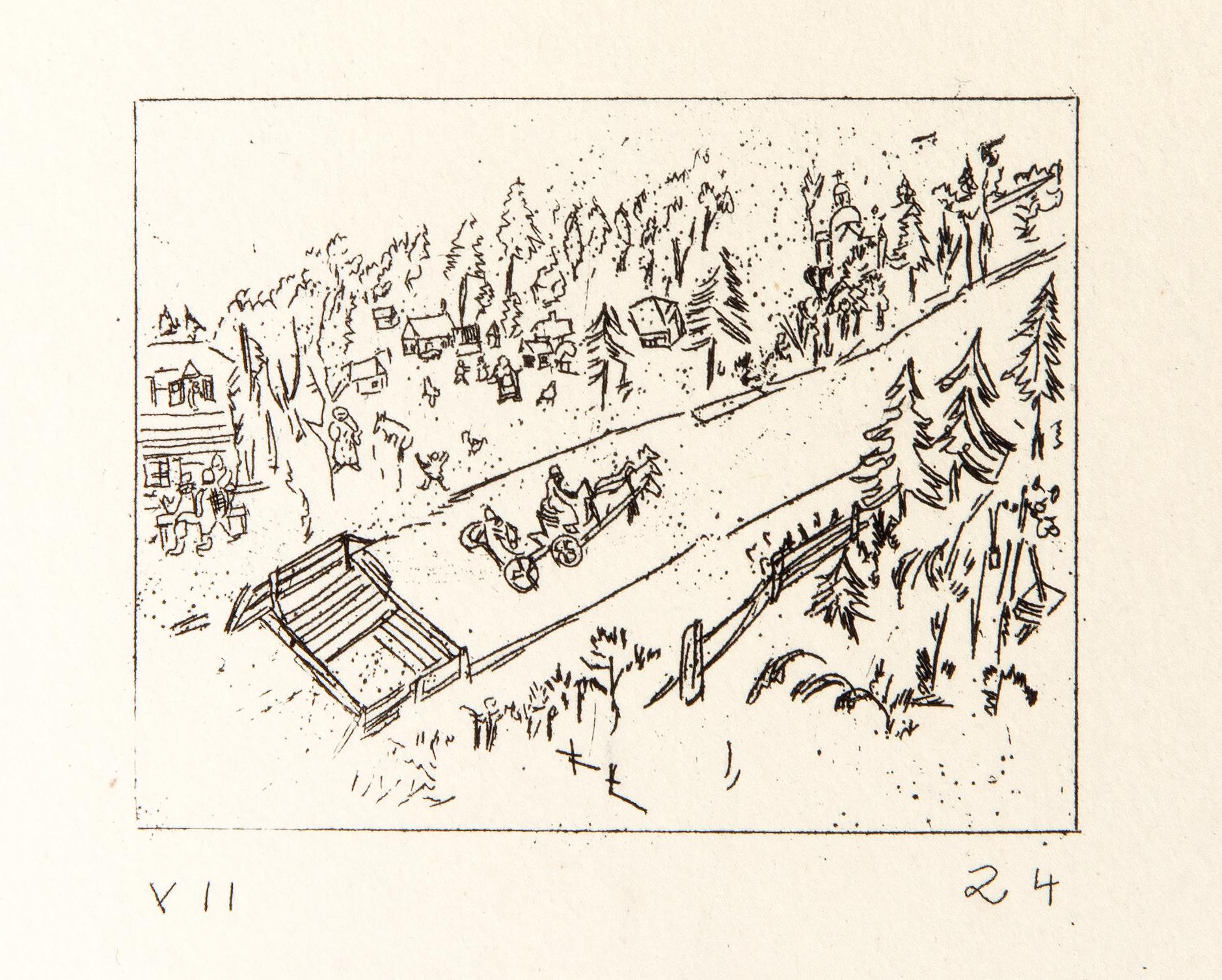 Les Ames Mortes Vignette Plate 2, Modern Etching by Marc Chagall For Sale 3