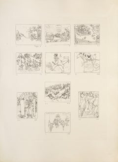 Les Ames Mortes Vignette Plate 2, Modern Etching by Marc Chagall