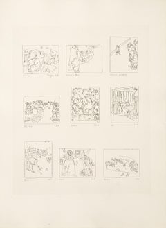 Vintage Les Ames Mortes Vignette Plate 5, Etching by Marc Chagall