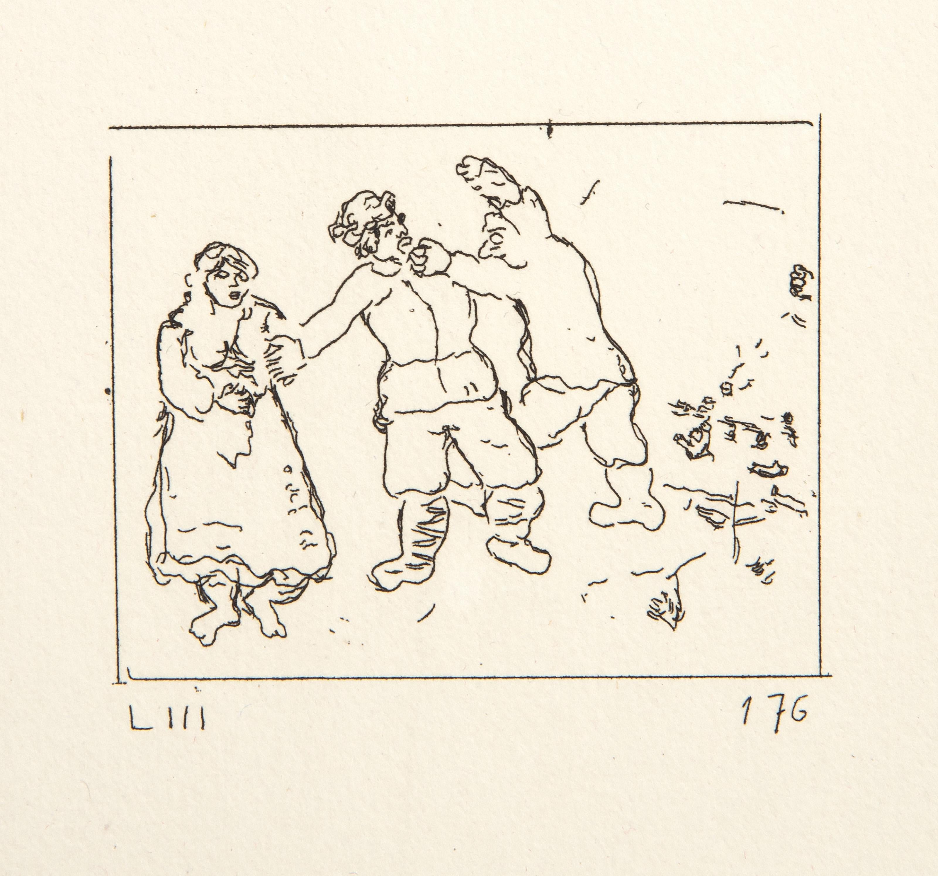 Les Ames Mortes Vignette Plate 6, Etching by Marc Chagall For Sale 1