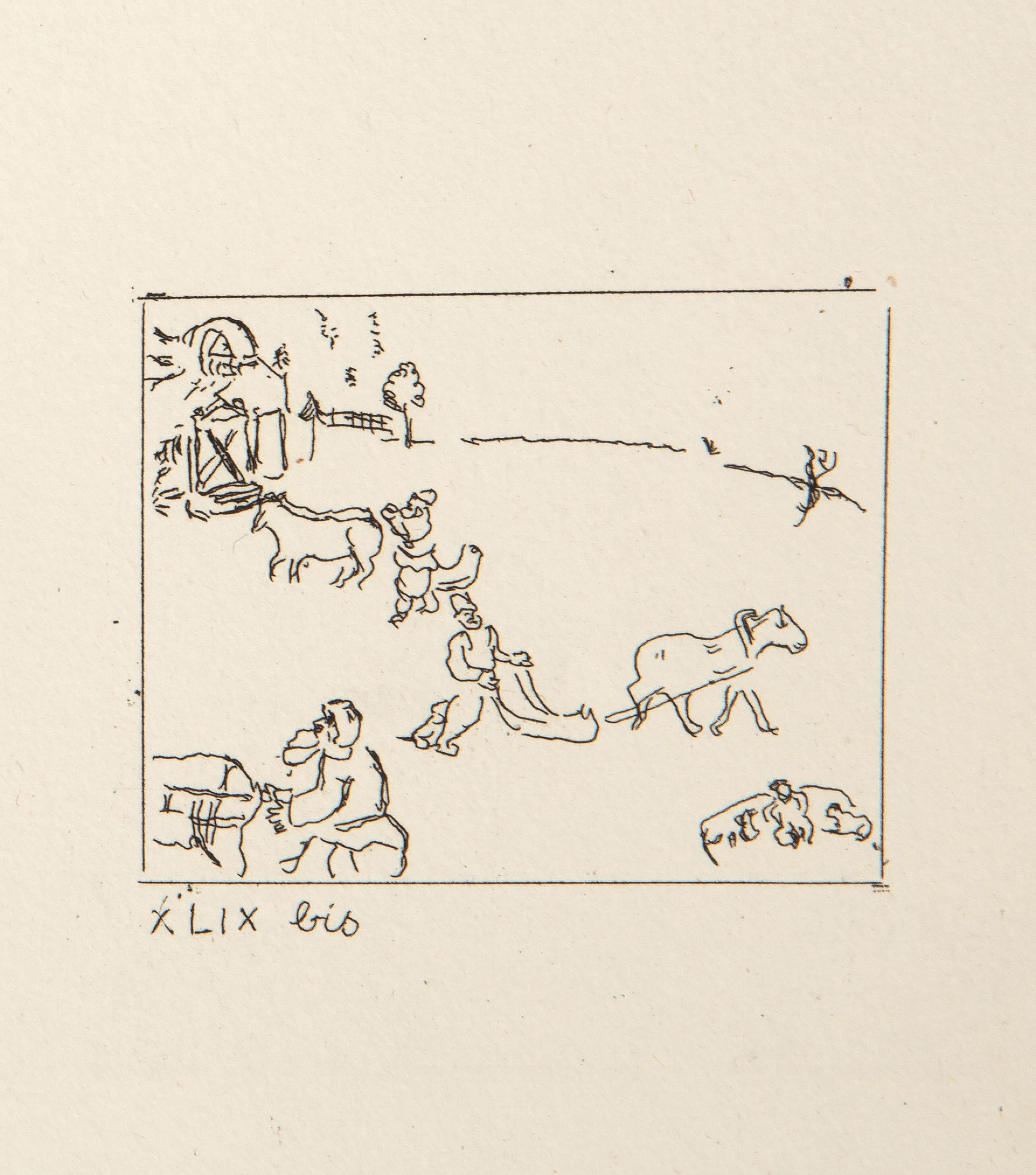 Les Ames Mortes Vignette Plate 6, Etching by Marc Chagall For Sale 2