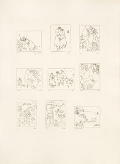 Vintage Les Ames Mortes Vignette Plate 6, Etching by Marc Chagall
