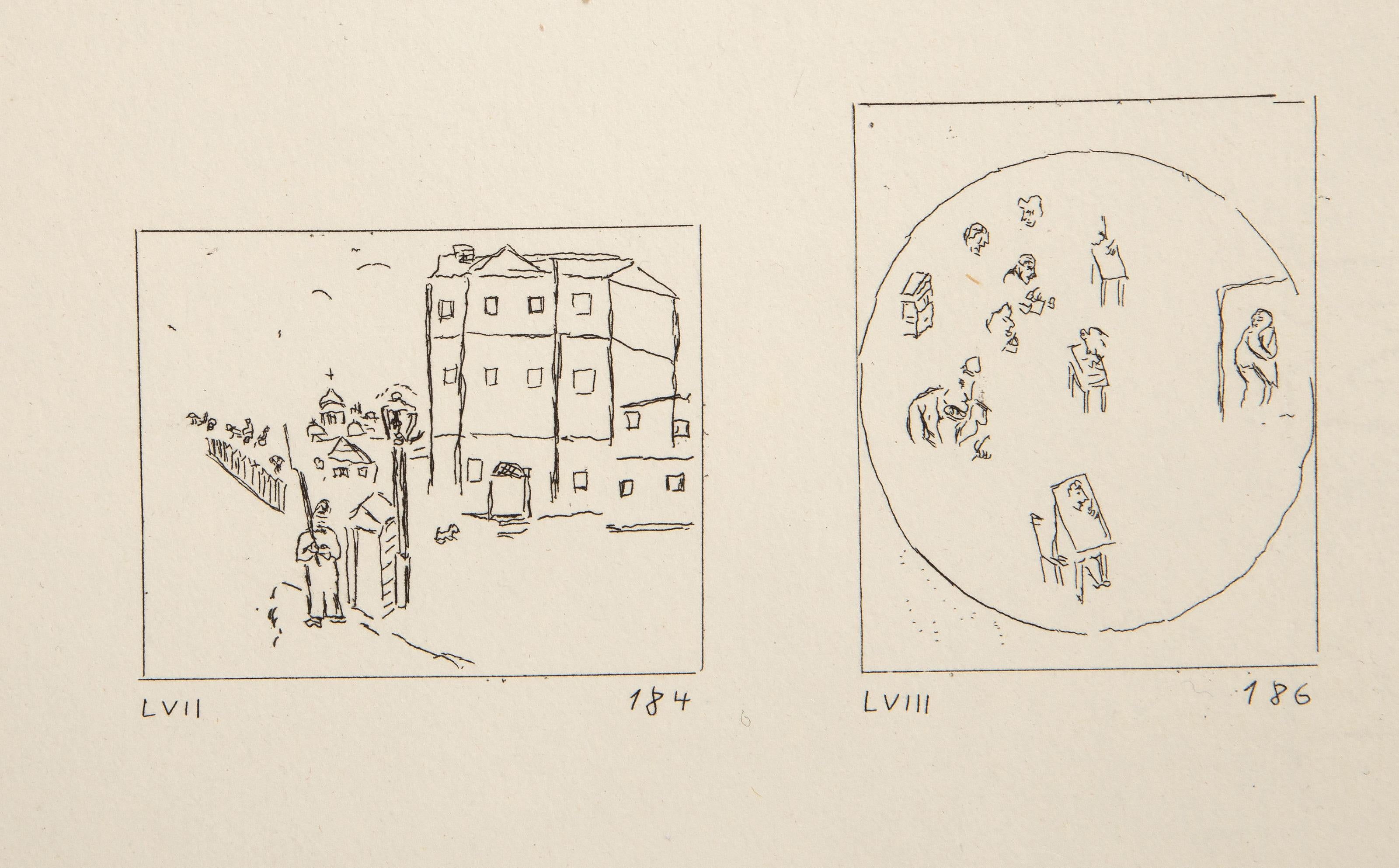 Les Ames Mortes Vignette Plate 7, Etching by Marc Chagall For Sale 3