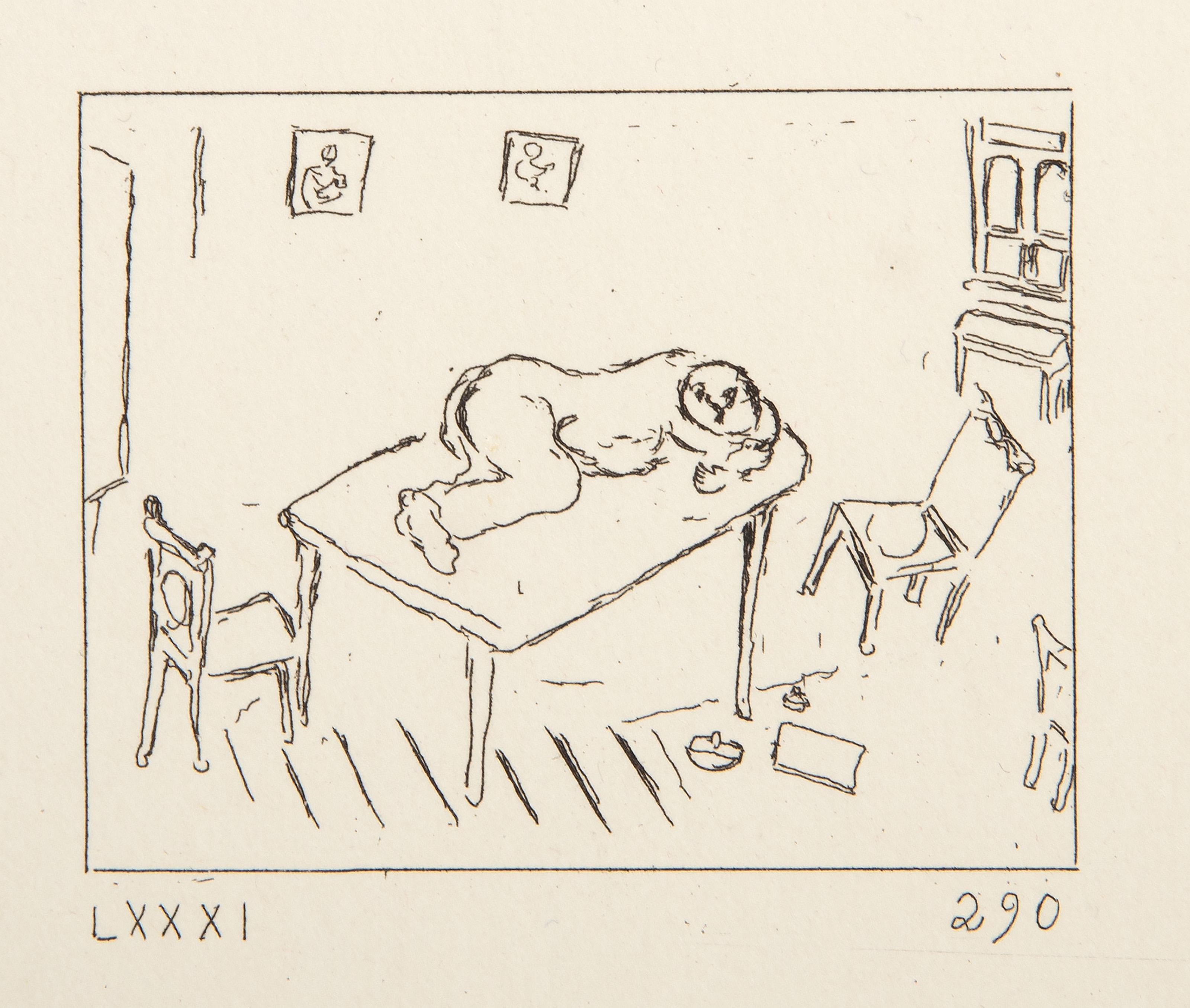 Vignetta Les Ames Mortes Piastra 9, acquaforte surrealista di Marc Chagall in vendita 1