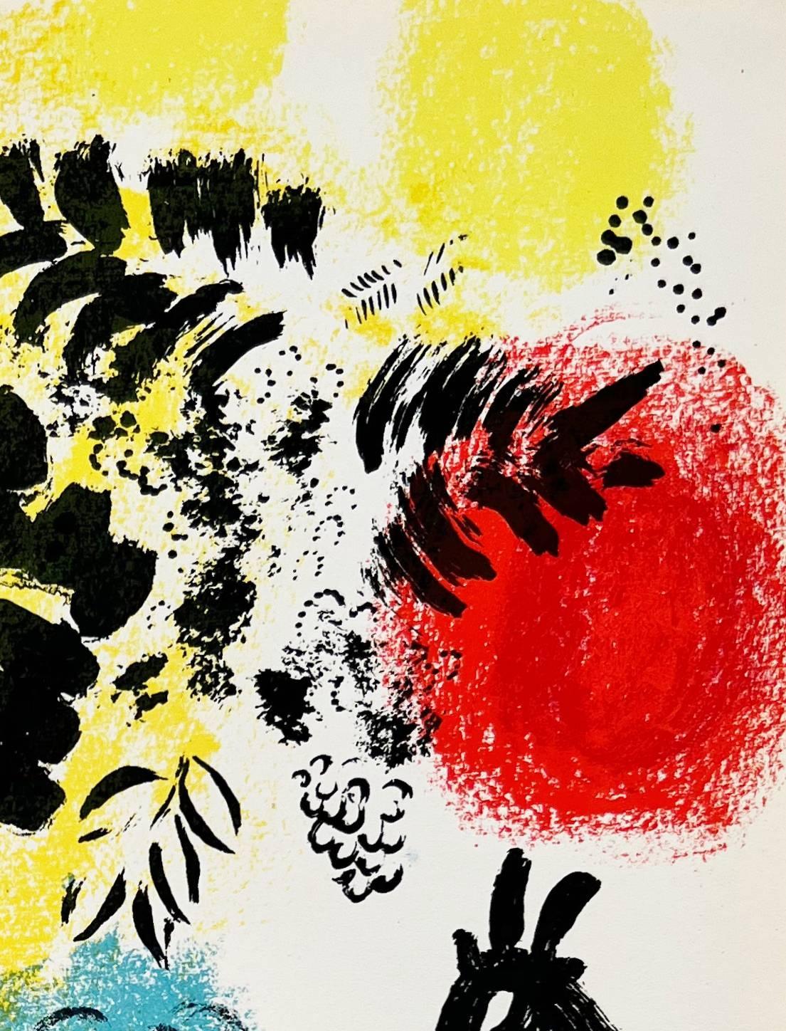 Marc Chagall (1887-1985) - Les Amoureux au soleil rouge

Lithographie originale de 1960.

Dimensions de l'œuvre : 32 x 24 cm.

Éditeur : Maeght Éditeur, Paris.

L'œuvre est en excellent état.

