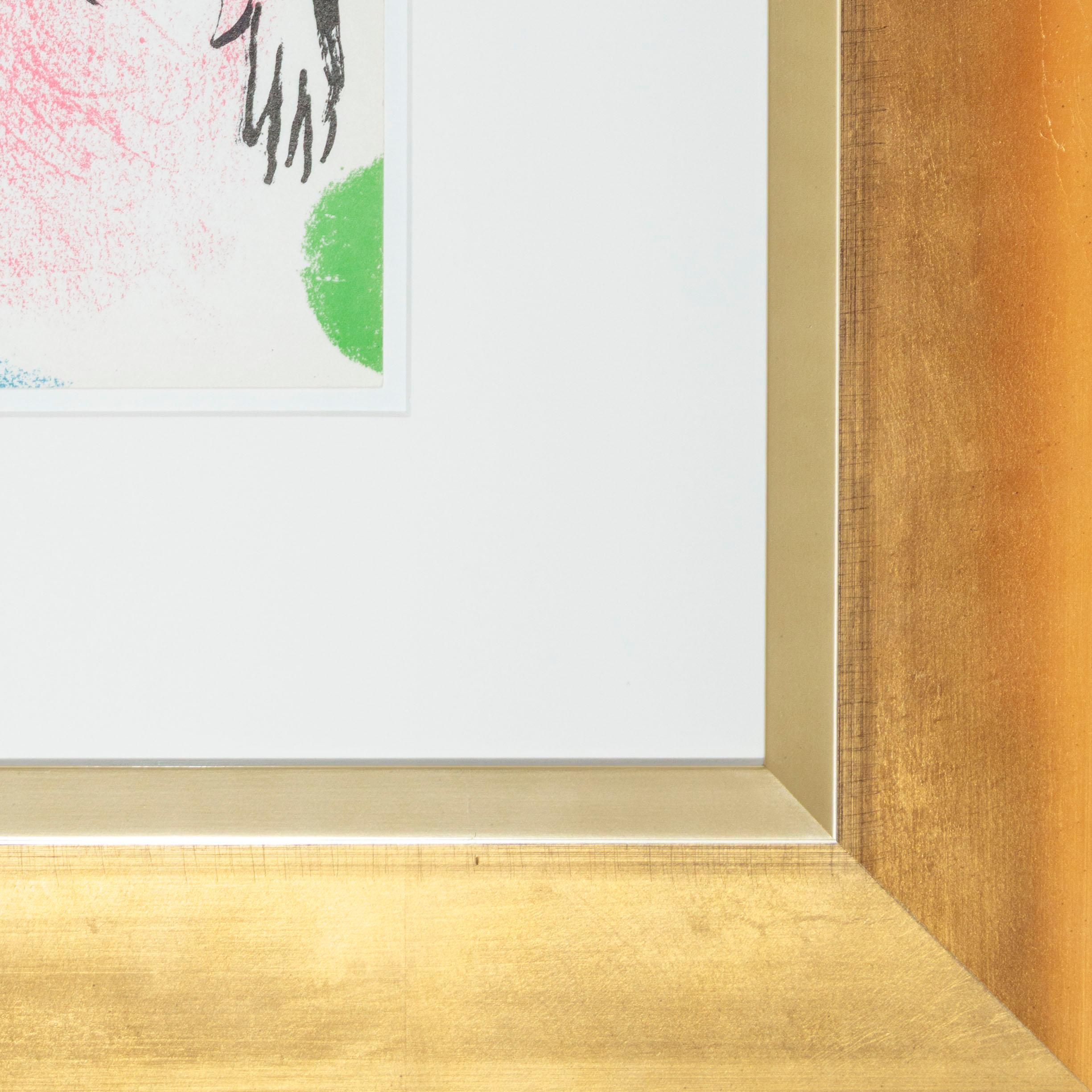 Les Amoureux au Soleil rouge (Lovers with red sun) - Beige Figurative Print by Marc Chagall