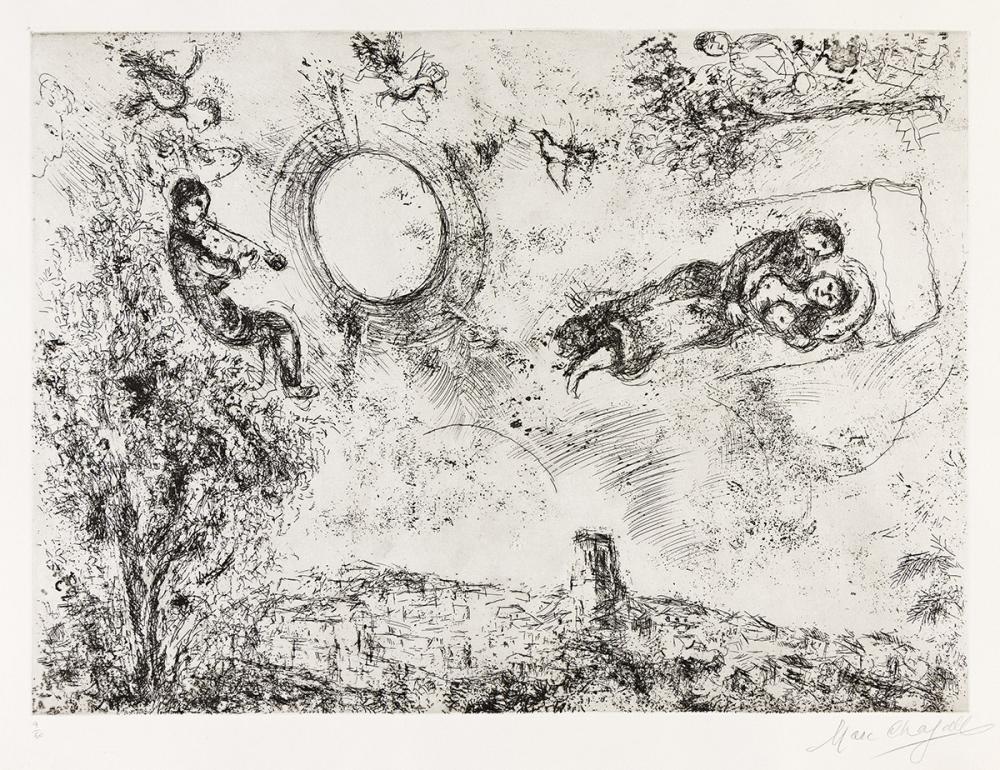 Les Amoureux dans le ciel à St-Paul - Art di Marc Chagall