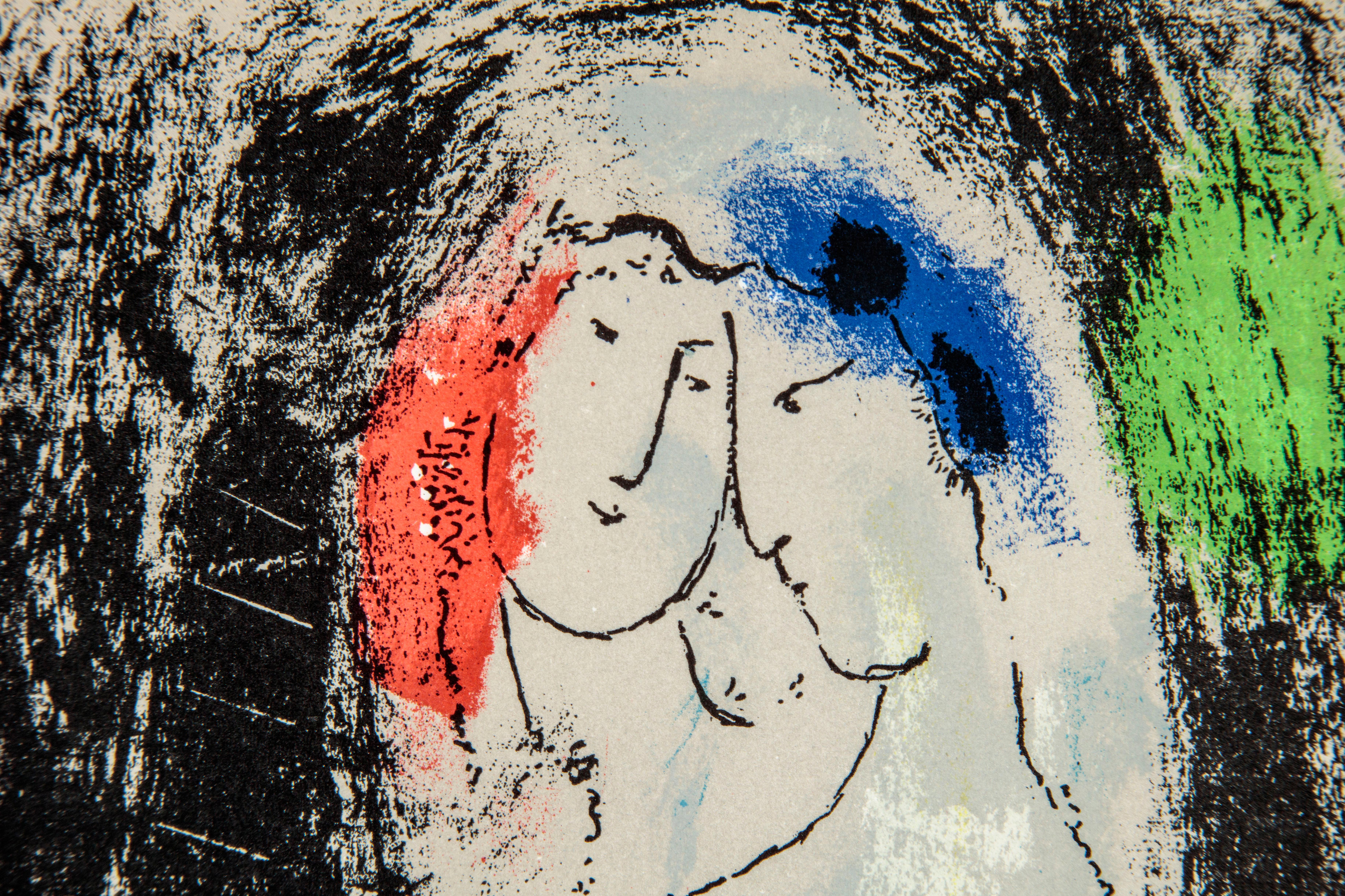 Framed 19 x 17.75 in

No. 194 in the Catalogue Raisonne of Chagall's lithographs

This lithograph was created by Chagall especially for this edition of the book 