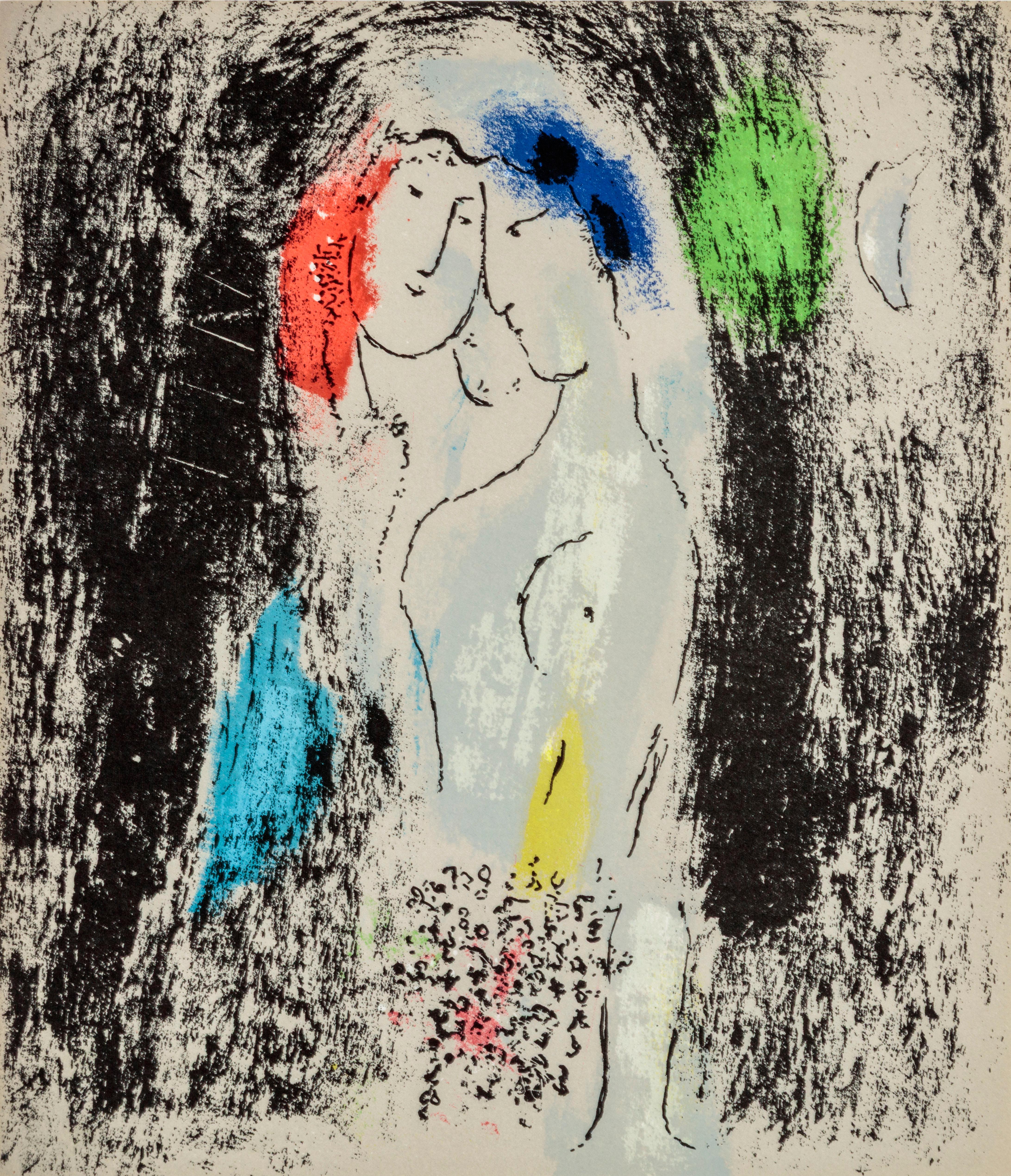 Marc Chagall Figurative Print - Les Amoureux en gris (Lovers in grey)