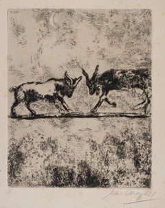 Les Deux Chèvres (Two Goats) - Original Etching by Marc Chagall - 1952 