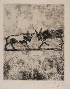 Les Deux Chèvres (Two Goats) - Original Etching by Marc Chagall - 1952