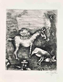 Les Deux Mulets - Etching by Marc Chagall - 1952