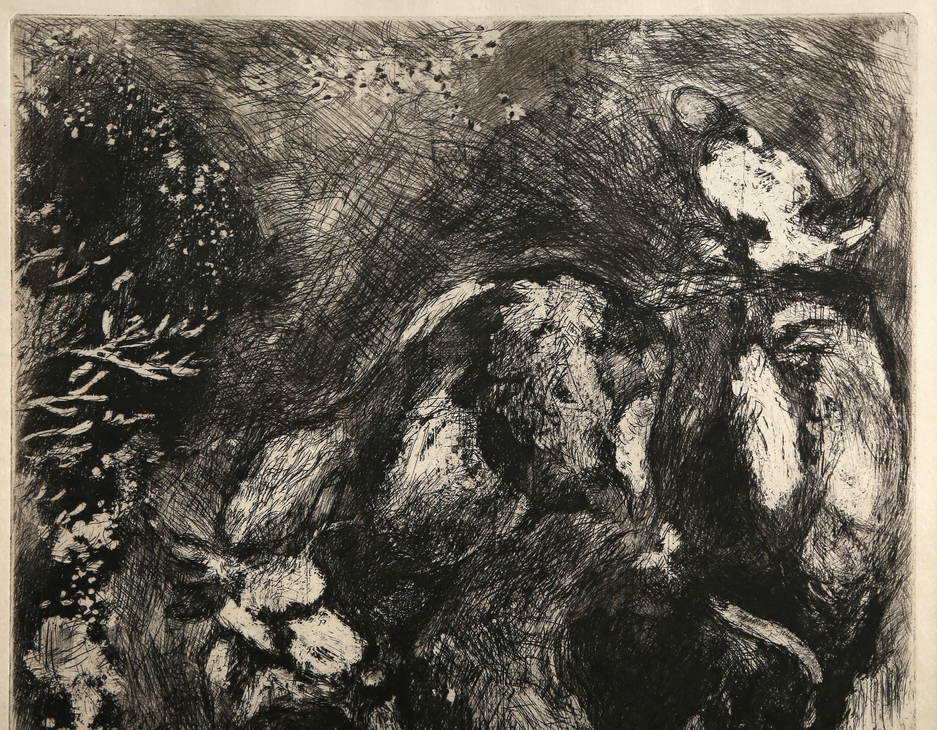 Les Deux Taureaux et une Grenouille, Modern Etching by Marc Chagall For Sale 1