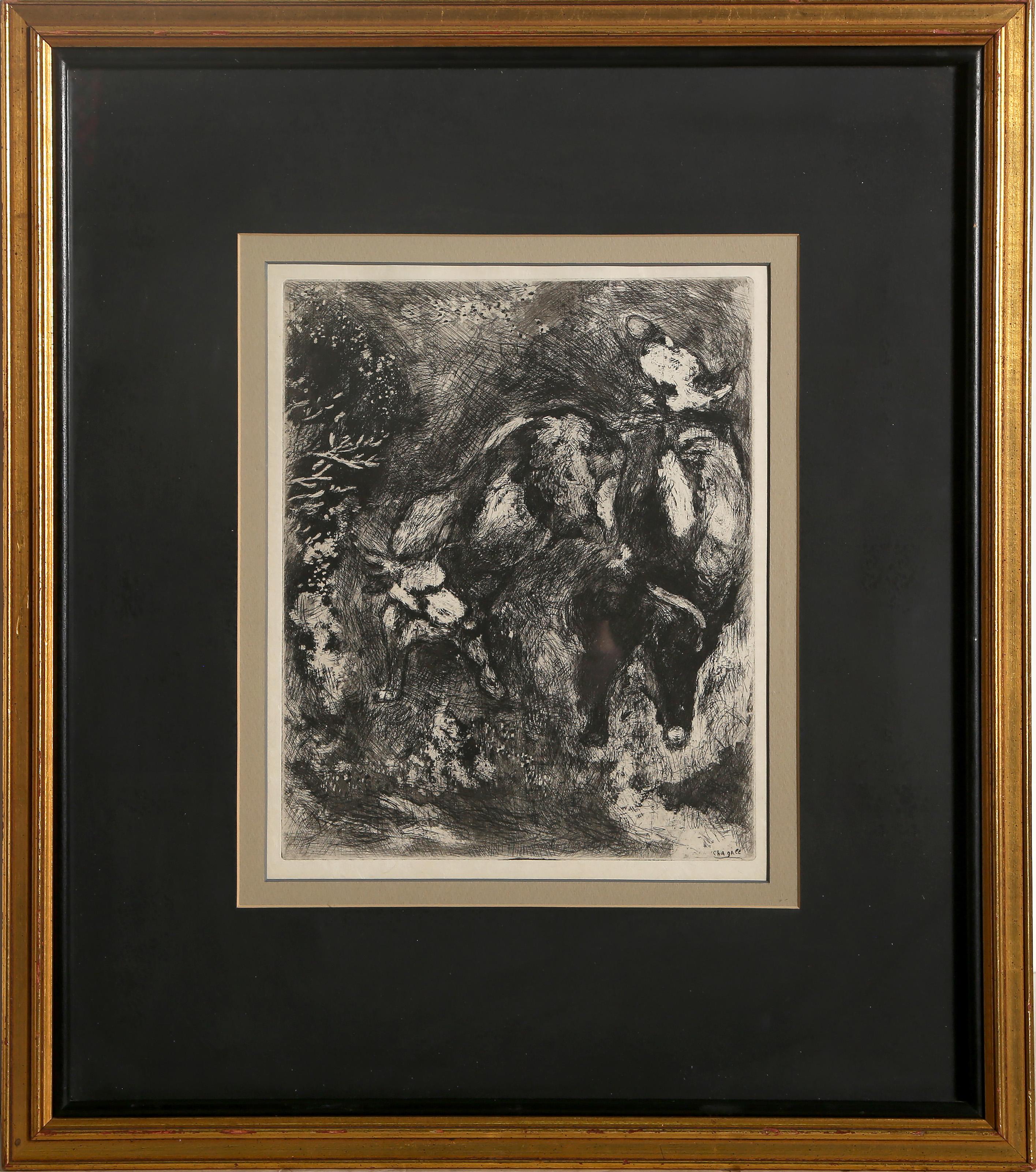 Les Deux Taureaux et une Grenouille, Modern Etching by Marc Chagall