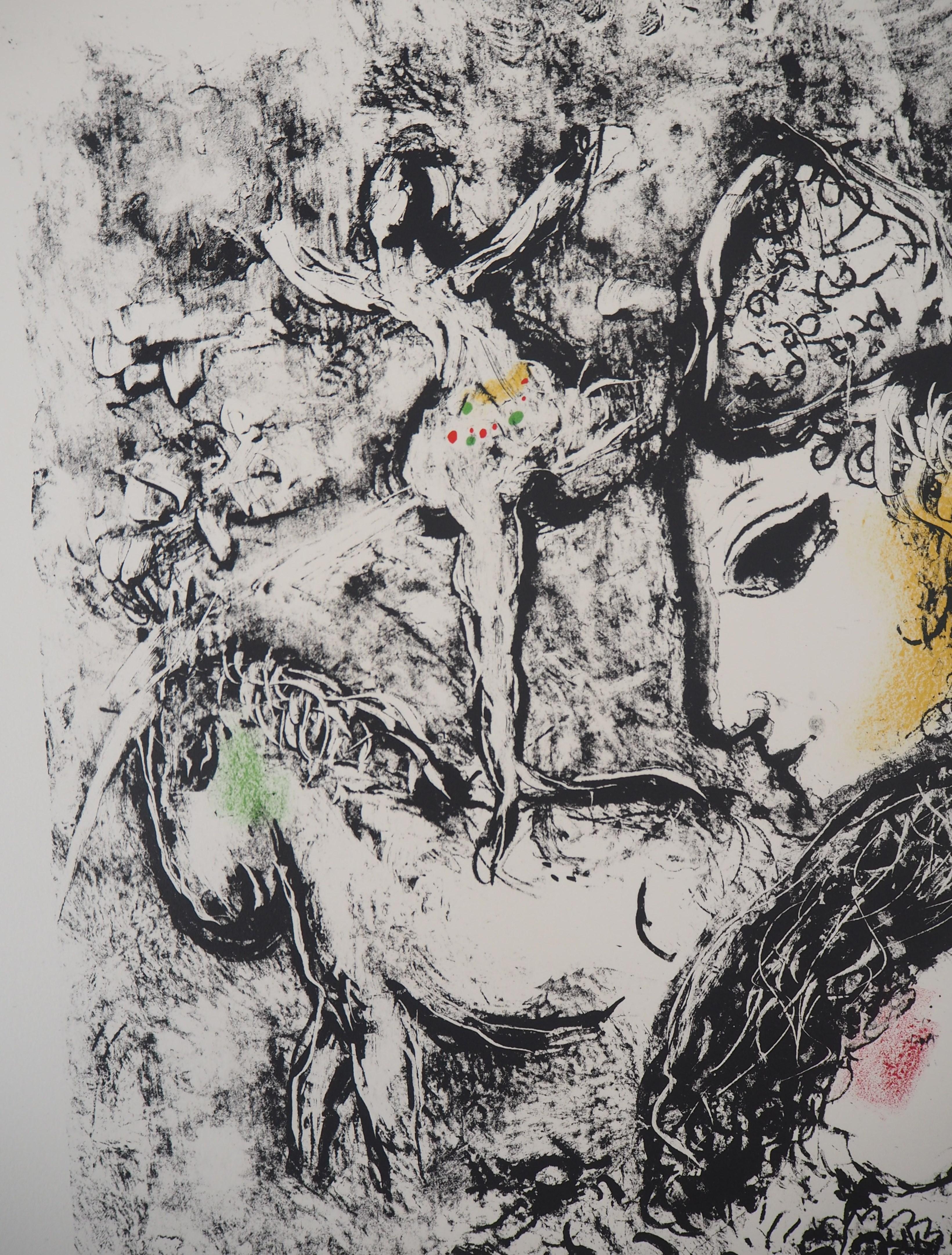 Les Enchanteurs (Lovers at Circus) - Original lithograph (Mourlot #569) - Gray Figurative Print by Marc Chagall