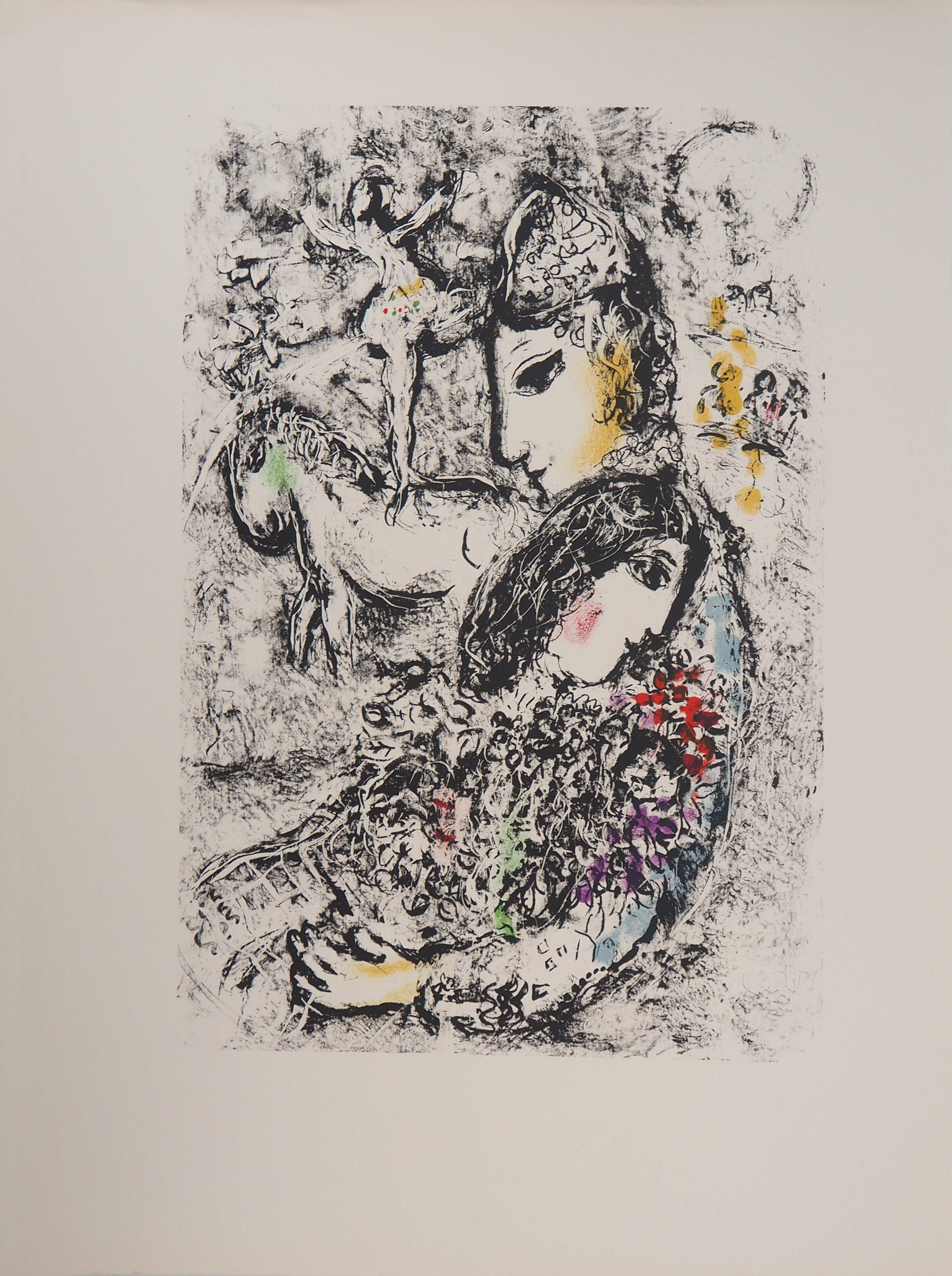 Marc Chagall Figurative Print - Les Enchanteurs (Lovers at Circus) - Original lithograph (Mourlot #569)