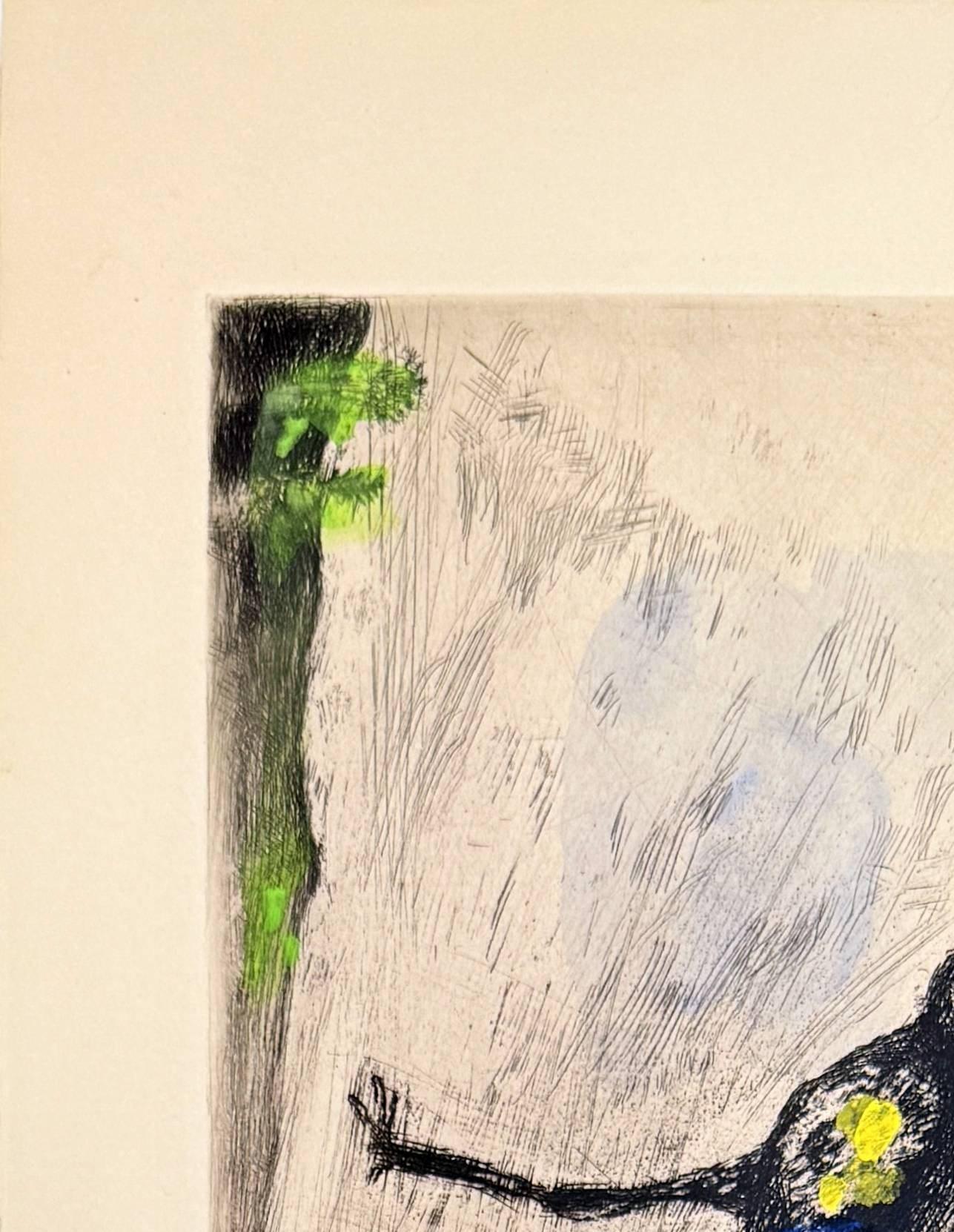 Marc Chagall (1887-1985) - Les Grenouilles qui demandent un Roi

Gravure de 1954.

Edition de 100 exemplaires.

Rehaussé d'une aquarelle de l'artiste.

Dimensions de l'œuvre : 39 x 30 cm.

Référence : Cramer 22.

L'œuvre est en excellent état.
