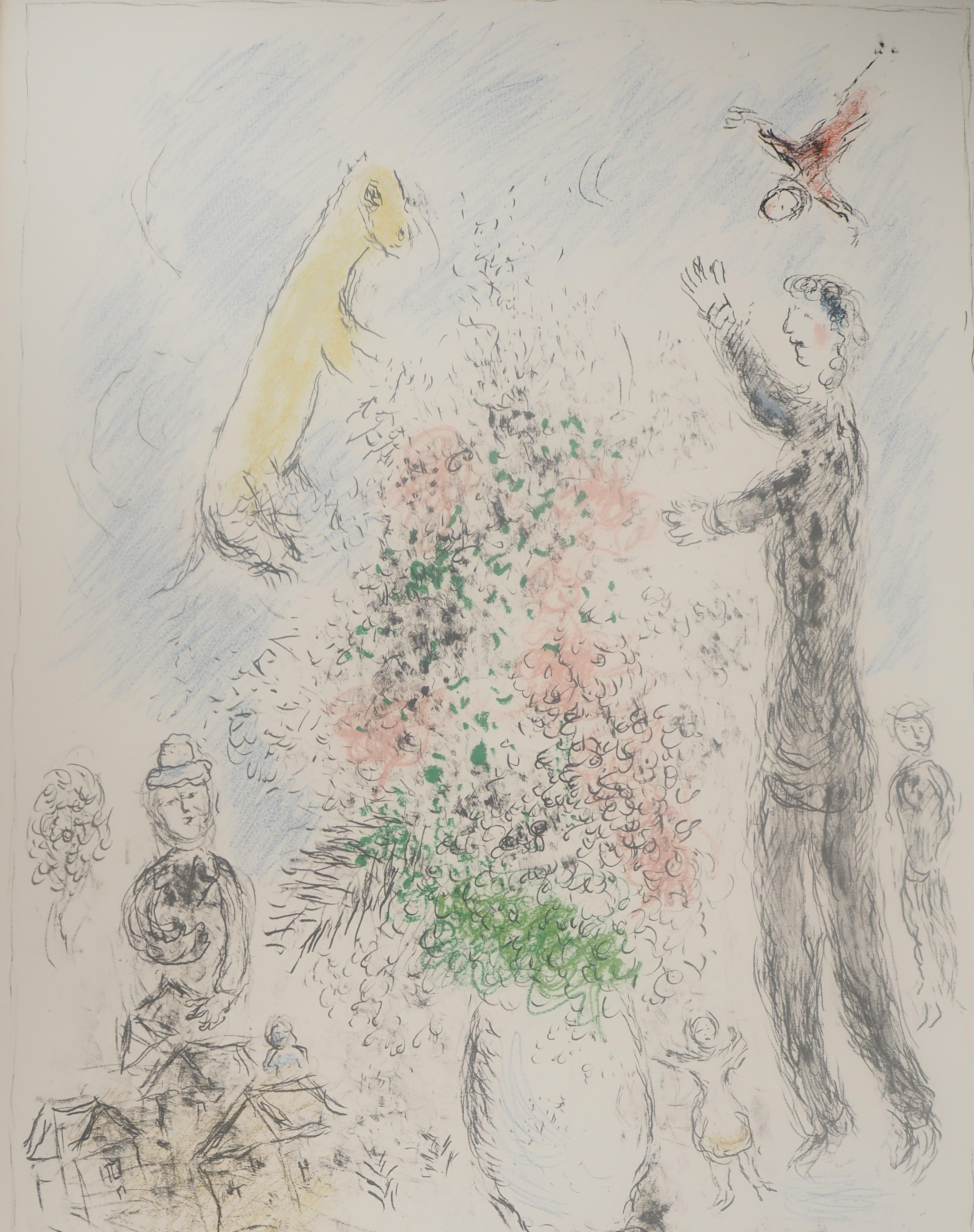 Marc Chagall (1887-1985)
Les Lilas, 1980

Original lithograph
Signed in pencil
Numbered out of 50 copies (4/50)
On Arches vellum, 116 x 75 cm (c. 46 x 30 in)

INFORMATION: Published by Galerie Maeght

REFERENCE: Mourlot Catalogue Raisonné #975

Very