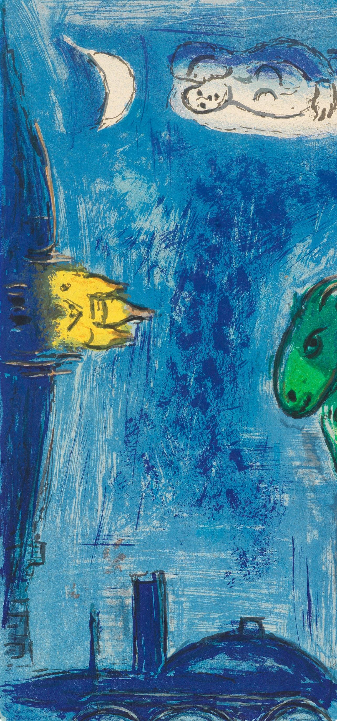 Les Monstres de Notre-Dame (Cramer 24; Mourlot 101), Derrière le miroir (Expressionismus), Print, von Marc Chagall