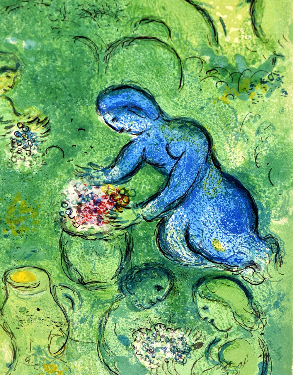 Les Vendanges (The Wine Harvest), from Daphnis et Chloé - Green Figurative Print by Marc Chagall