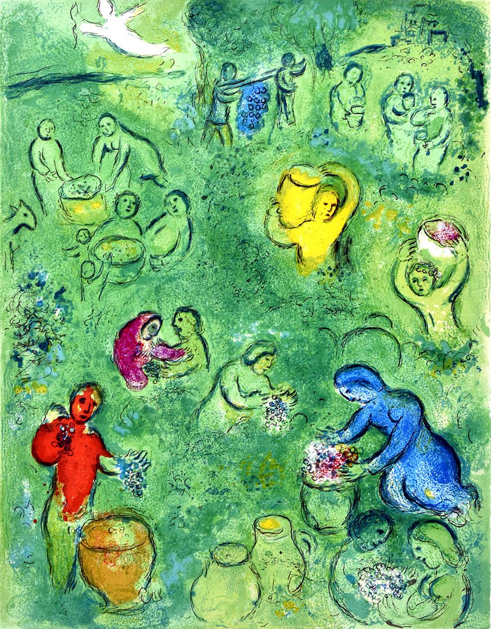 Marc Chagall Figurative Print - Les Vendanges (The Wine Harvest), from Daphnis et Chloé