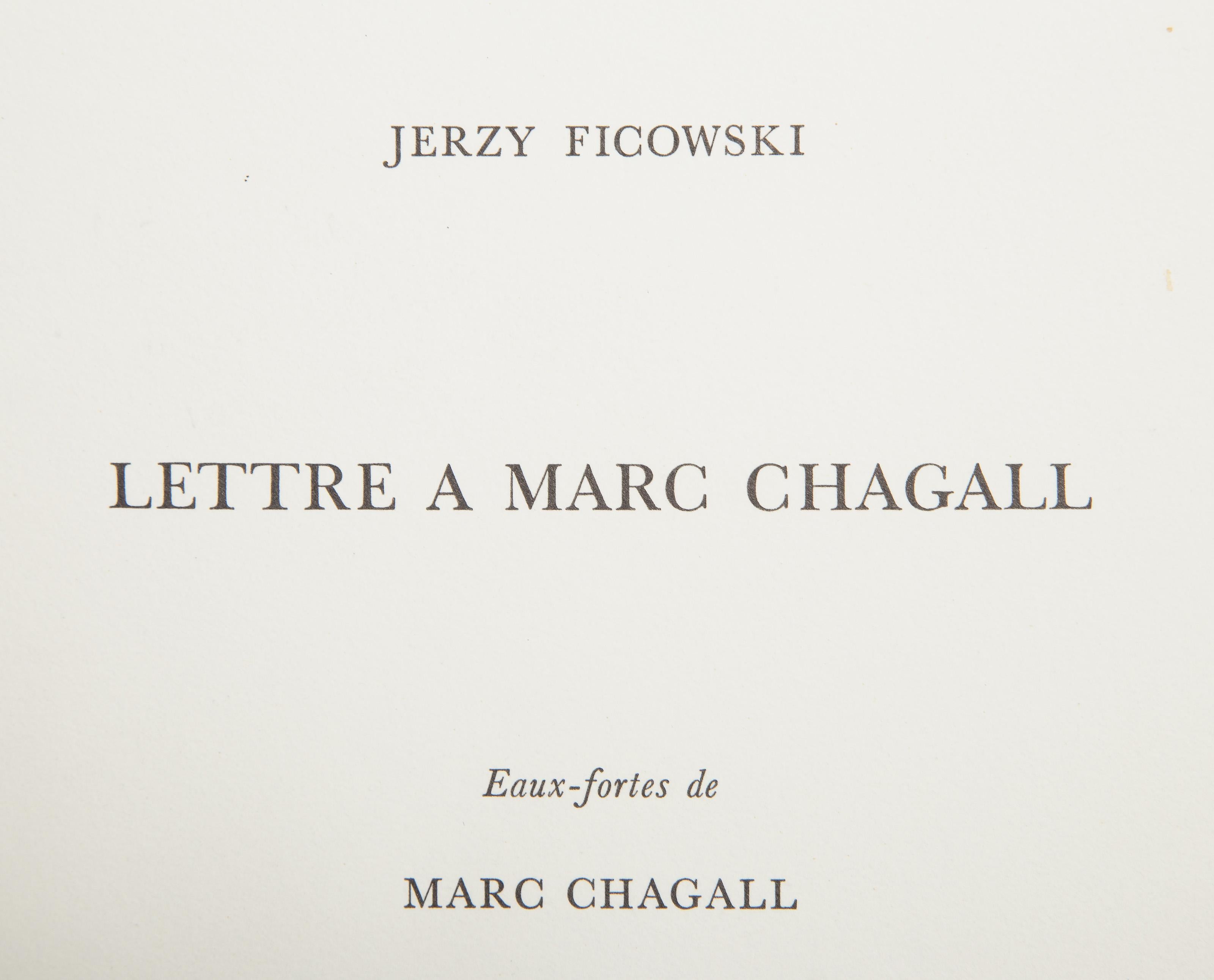 Lettre a Marc Chagall, gravure de Marc Chagall en vente 2