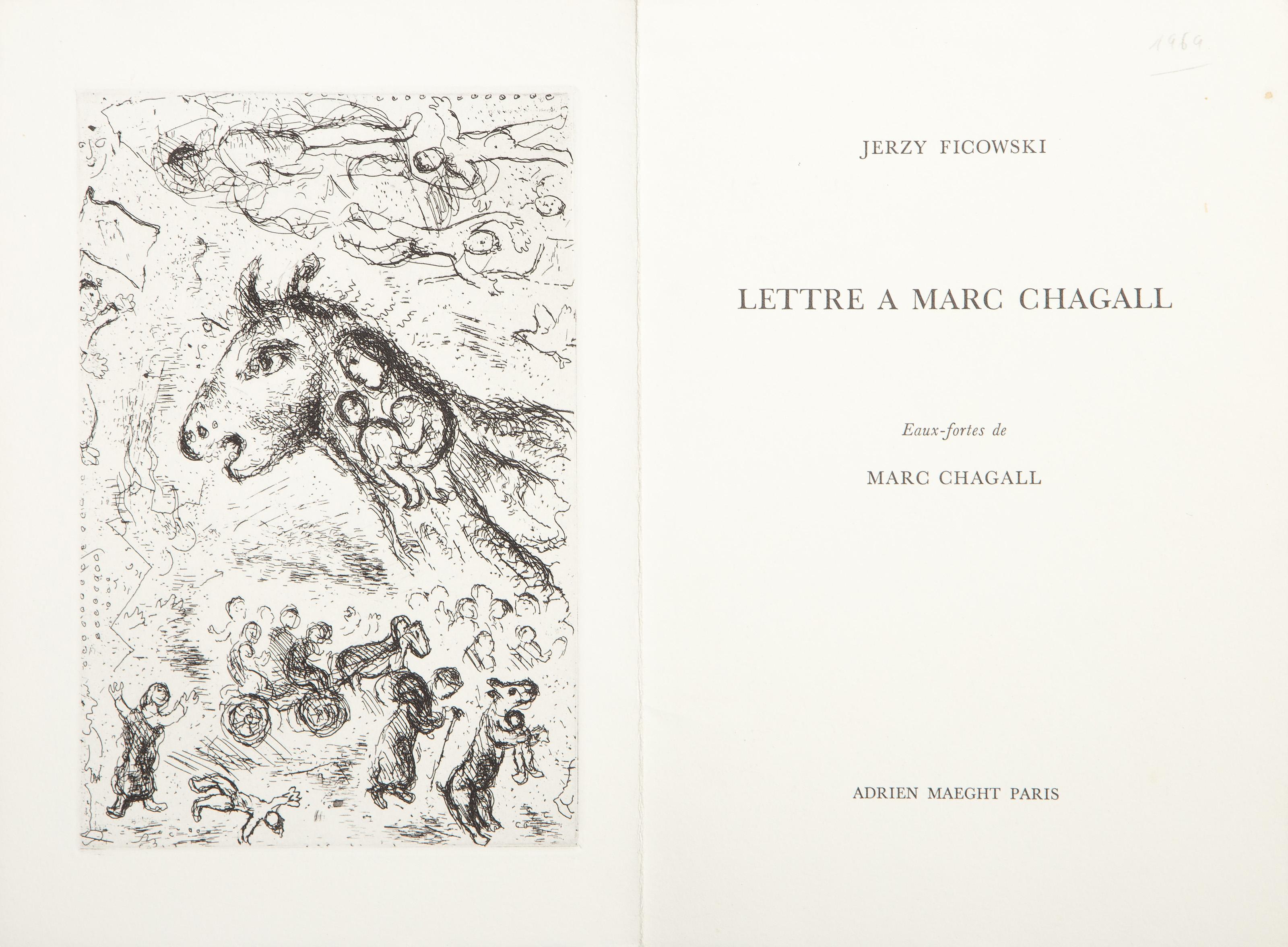 Lettre a Marc Chagall, gravure de Marc Chagall en vente 3