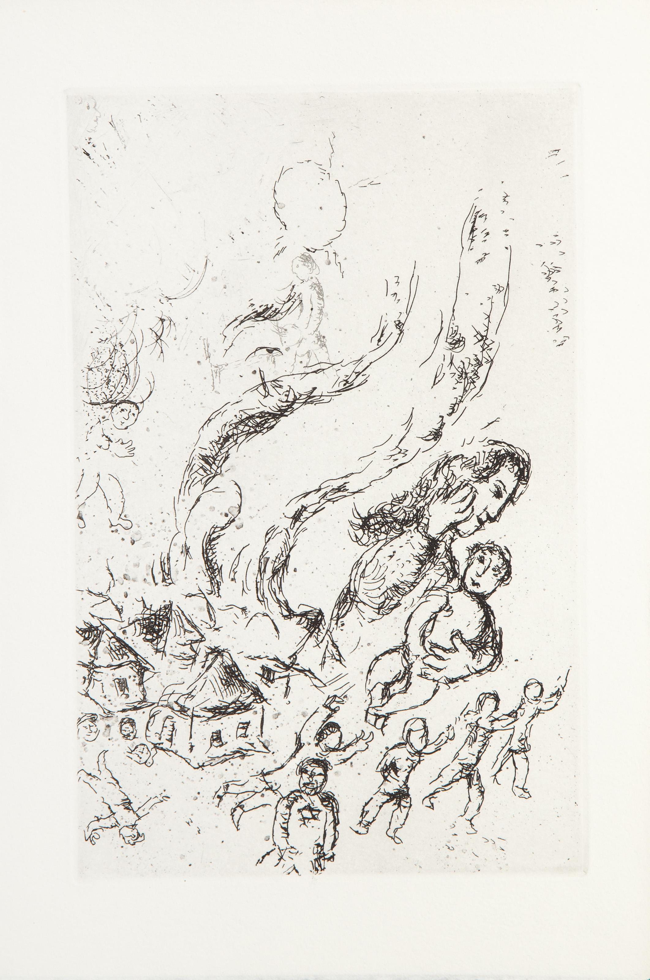  Marc Chagall, Russian (1887 - 1985) - Lettre a Marc Chagall IV, Year: 1969, Medium: Etching, Edition: 190, Image Size: 8.75 x 5.75 inches, Size: 11 x 7.25 in. (27.94 x 18.42 cm), Printer: Lacouriere et Frelaut, Paris, Publisher: Adrien Maeght,