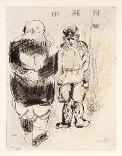 L'homme Sans Passeport from Les Ames Mortes, Surrealist Etching by Marc Chagall