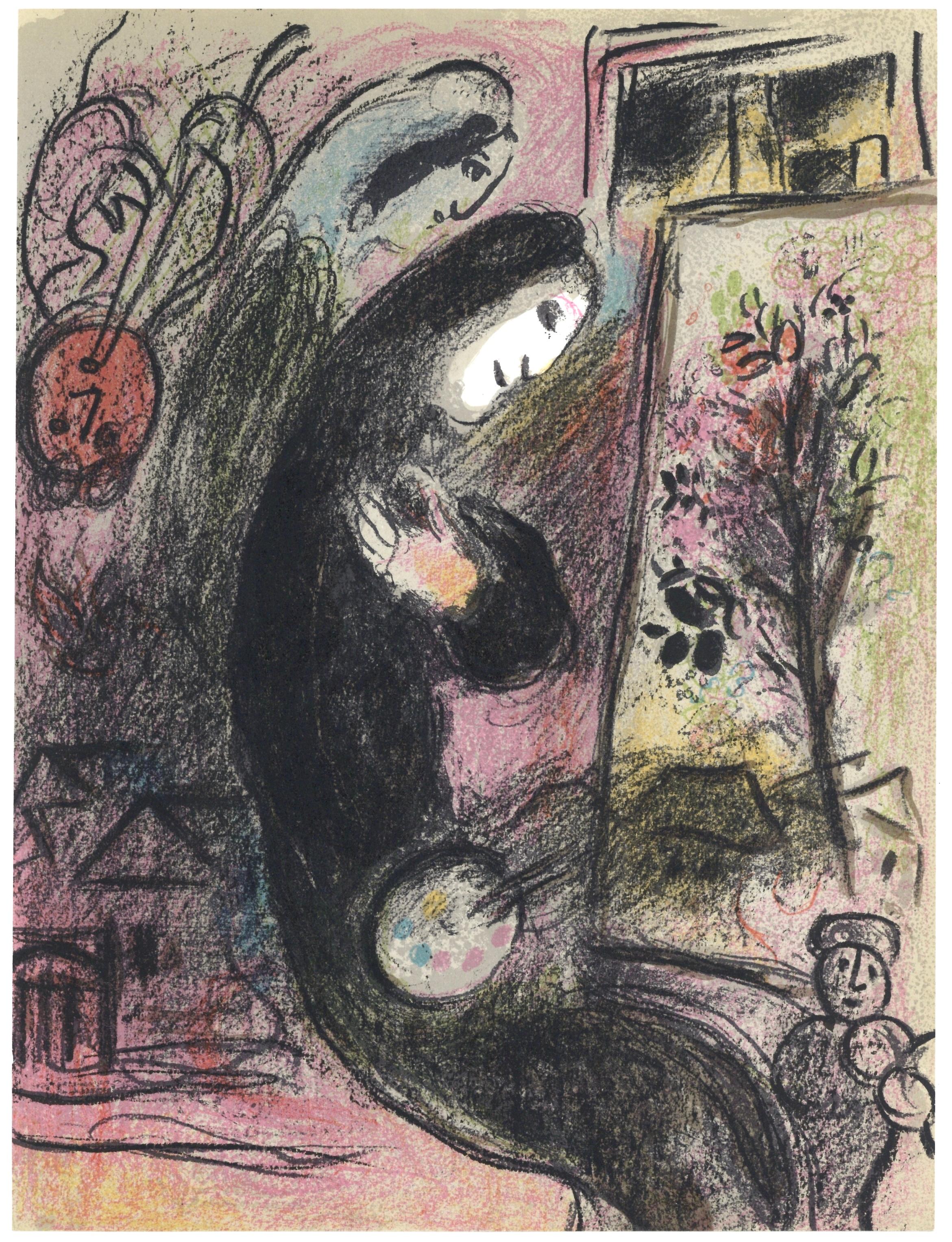 Lithograph on vélin paper. Paper Size: 12.216 x 9.875 inches. Inscription: Unsigned and unnumbered, as issued. Catalogue raisonné references: Cain, Julien, and Fernand Mourlot. Chagall Lithographe III, 1962-1968. André Sauret, Éditeur, 1969,