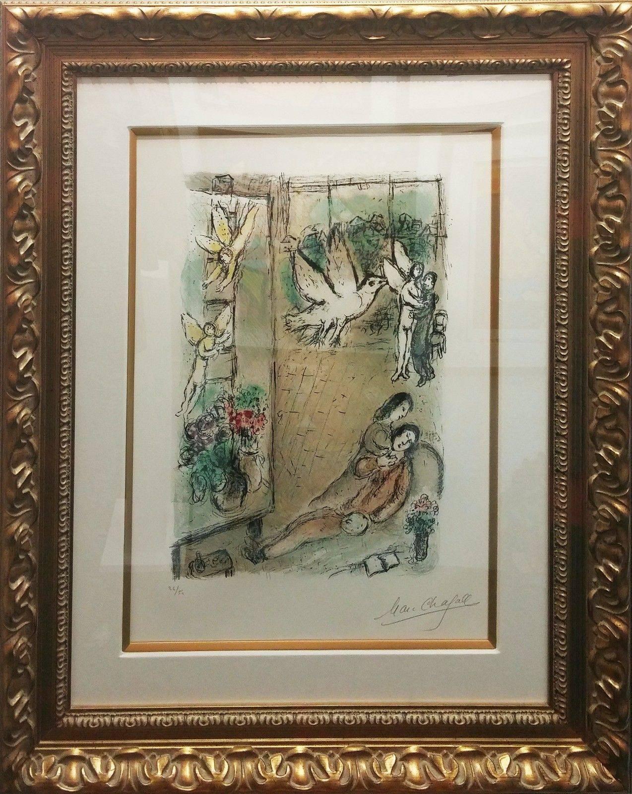 Marc Chagall Figurative Print - L'OISEAU DANS L'ATELIER
