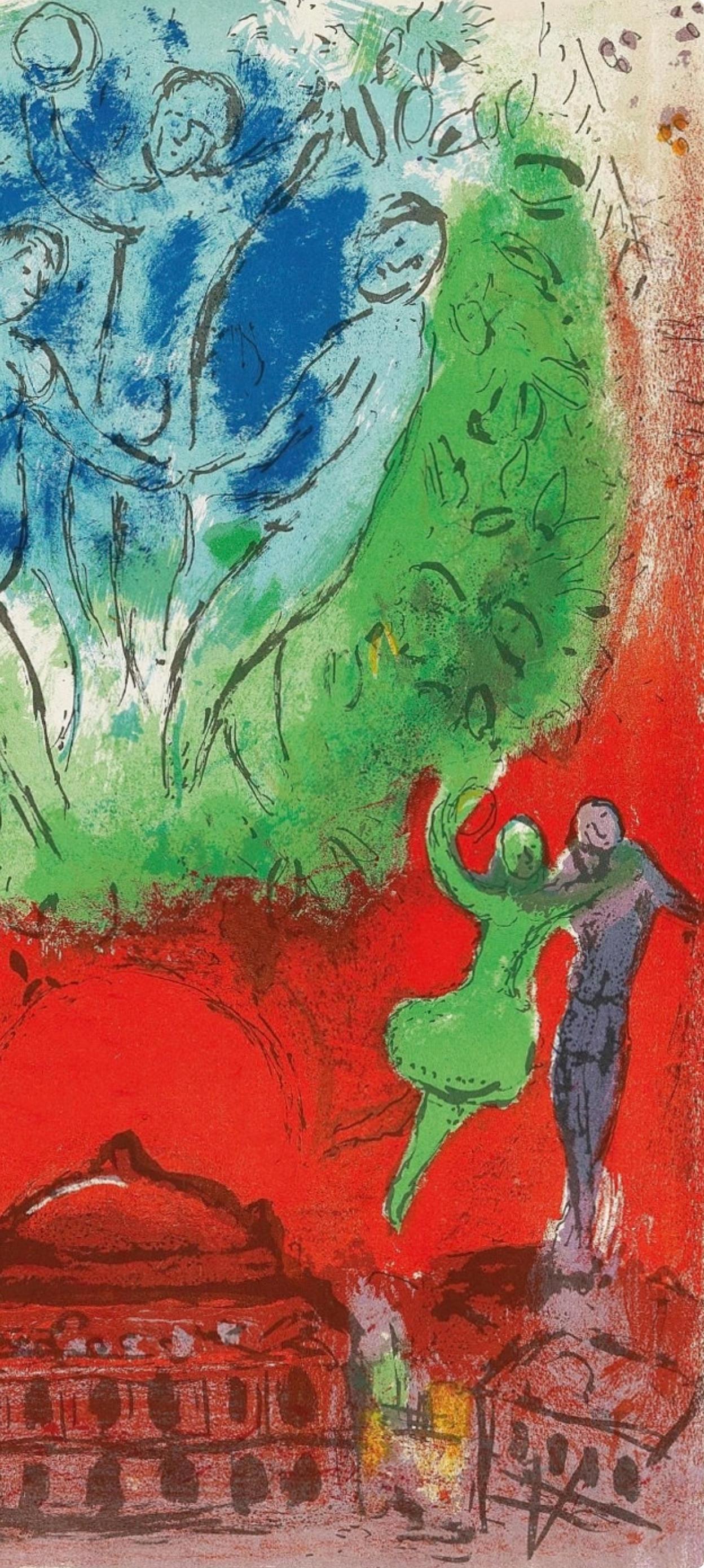 L'Opera (Cramer 24; Mourlot 102), Derrière le miroir – Print von Marc Chagall