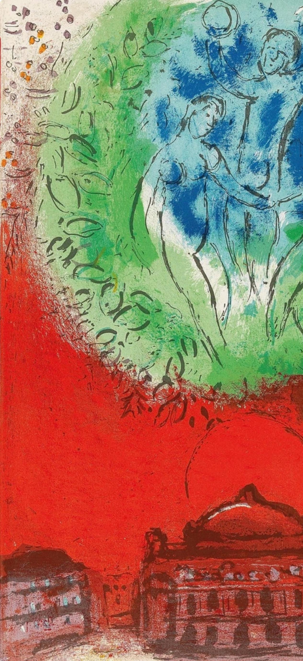 L'Opera (Cramer 24; Mourlot 102), Derrière le miroir (Braun), Figurative Print, von Marc Chagall
