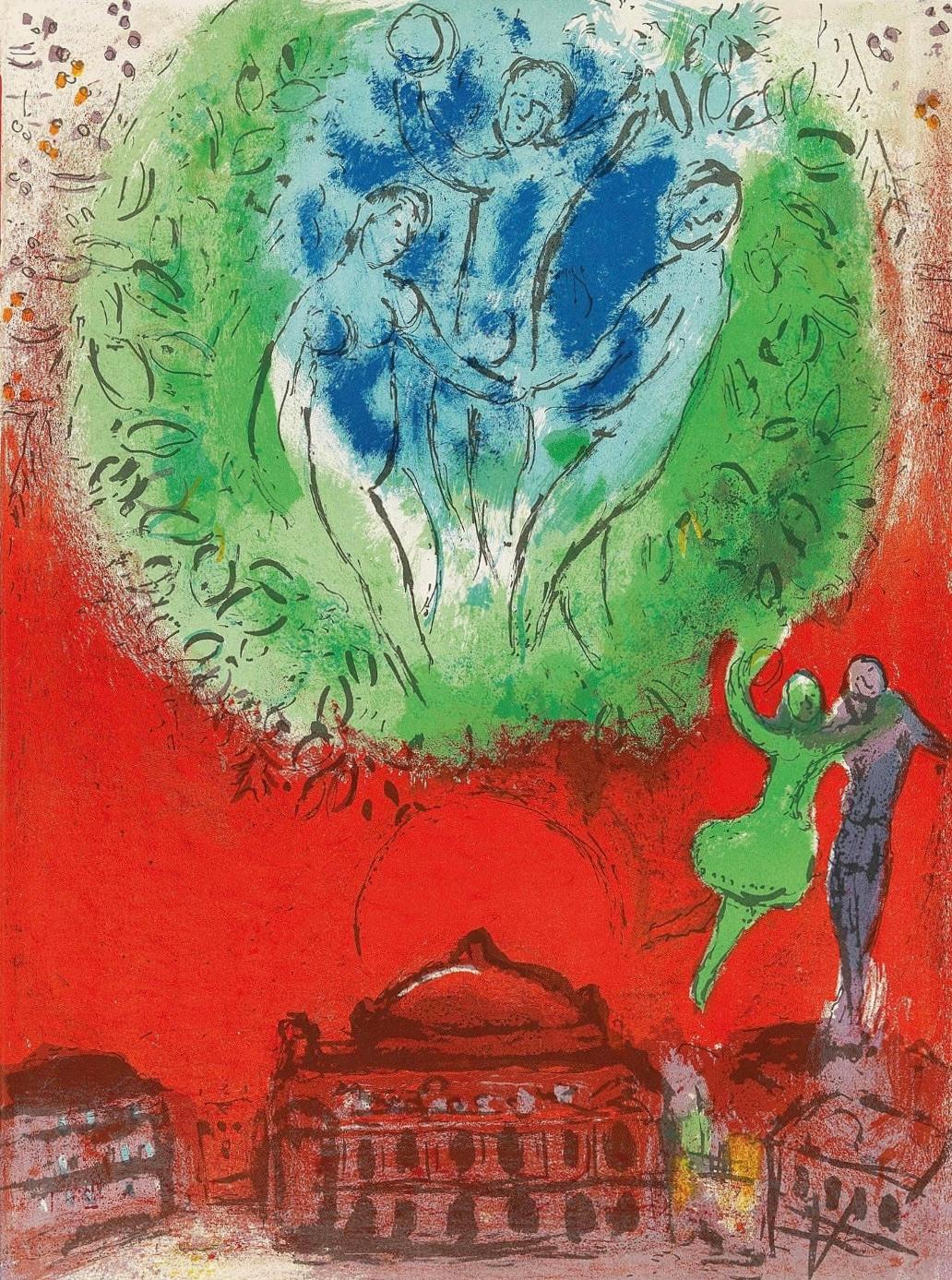 Marc Chagall Figurative Print – L'Opera (Cramer 24; Mourlot 102), Derrière le miroir
