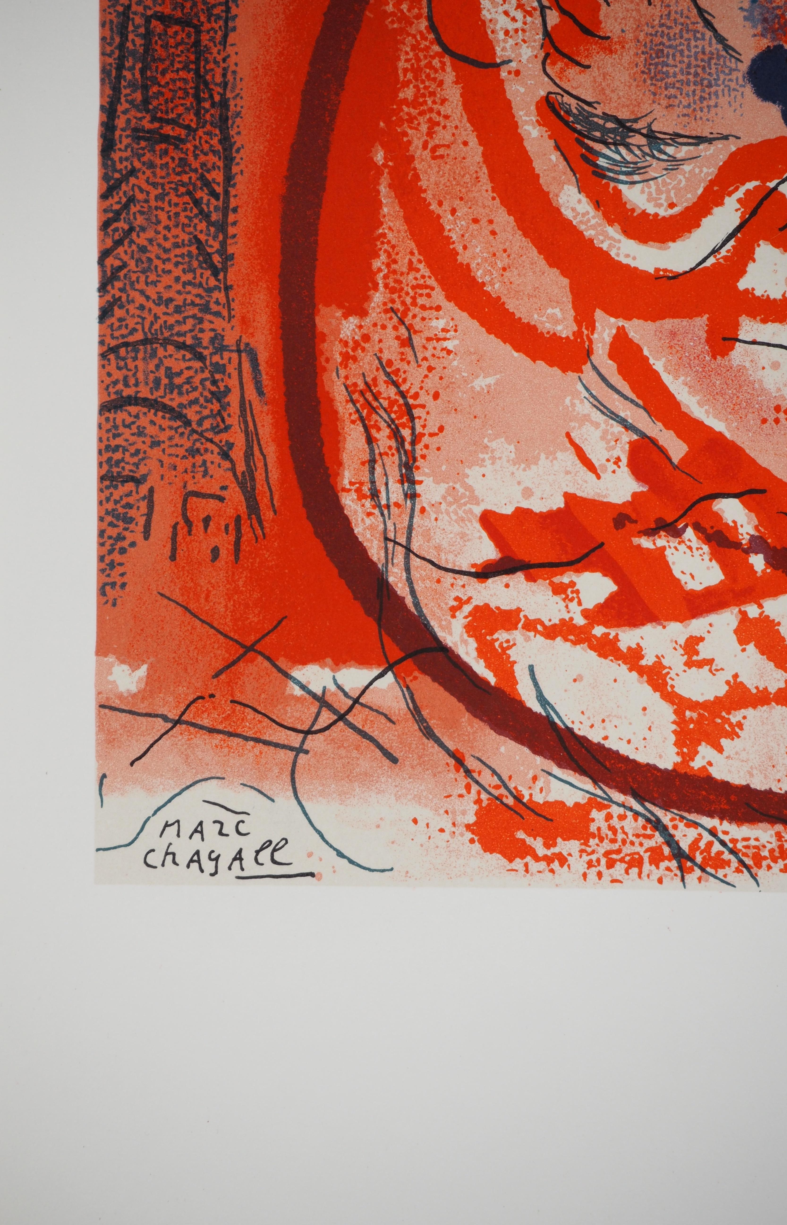 Amantes de los Campos de Marte - Litografía original (Mourlot) - Print de Marc Chagall