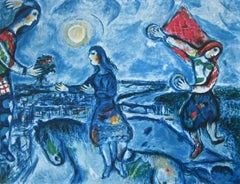 Lovers Over Paris, Limited Edition Lithograph, Marc Chagall