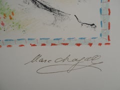 Lovers with a Bouquet of Flowers - Original lithograph HANDIGNED (Mourlot #1037)