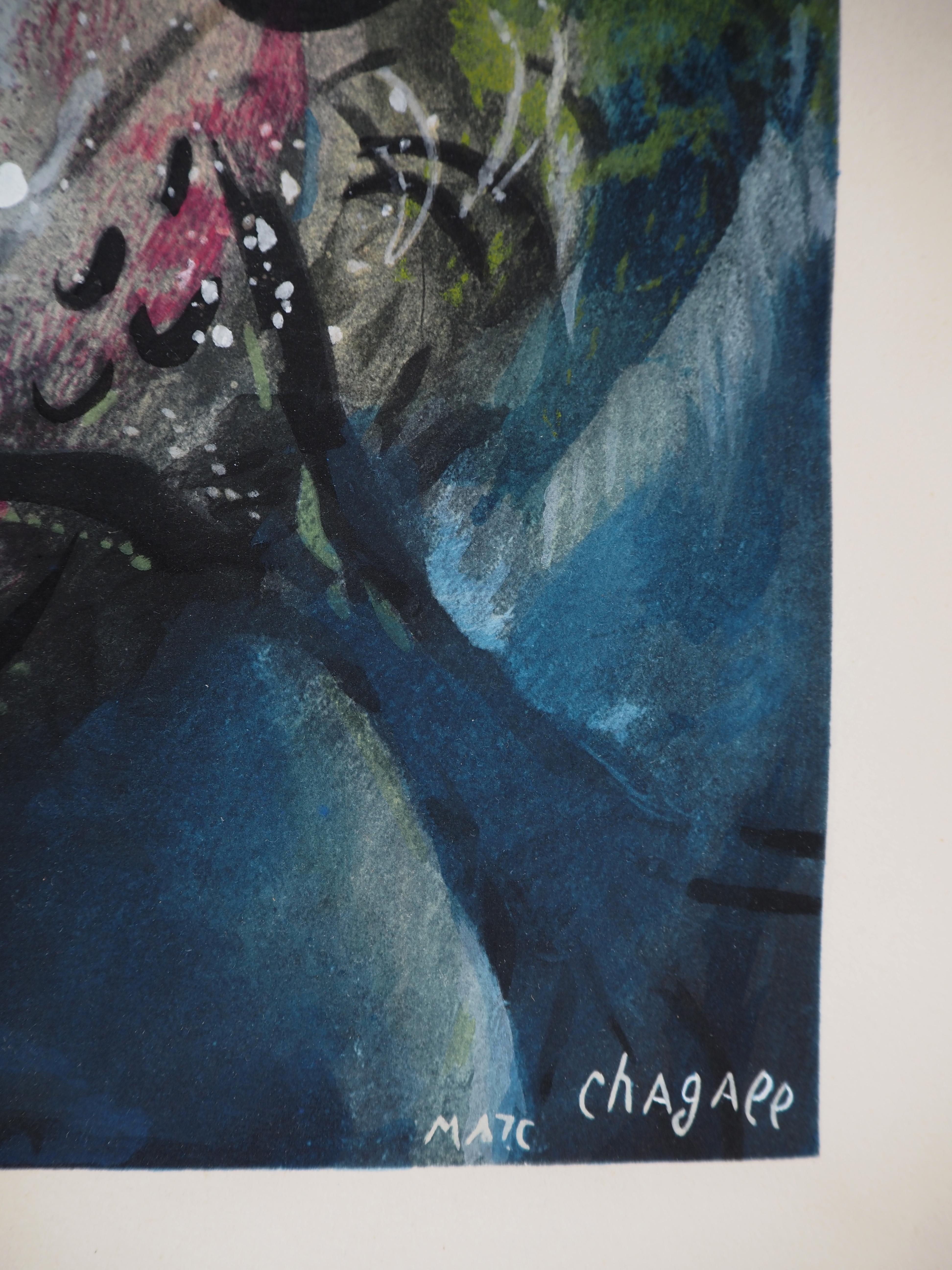 Lovers with a Rooster - Lithograph, Numbered / 500 - Modern Print by Marc Chagall