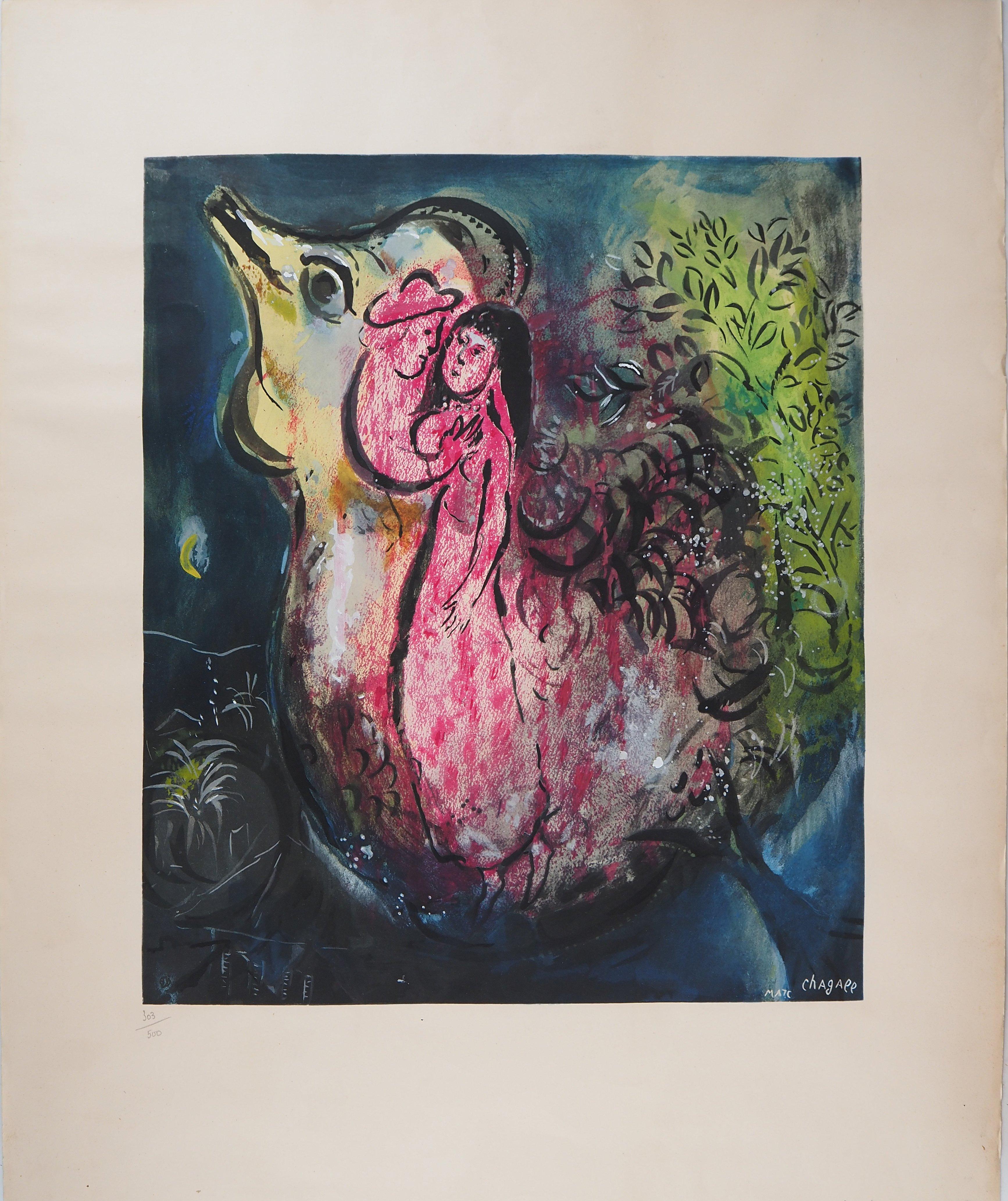 Amanti con un gallo - Litografia, numerata / 500