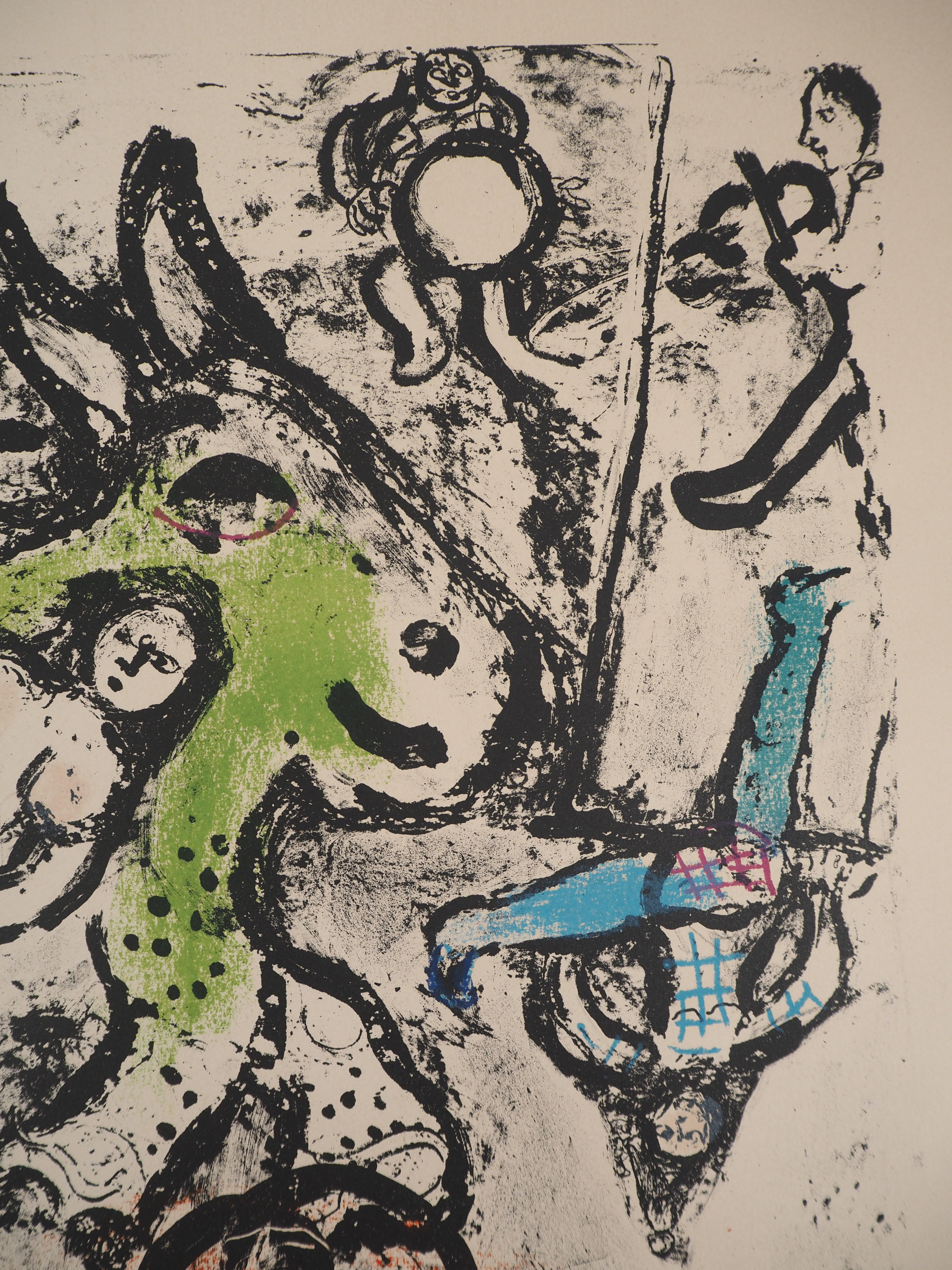 Lovers with a Rooster & a Donkey-Original lithograph HAND SIGNED (Mourlot #306) For Sale 3
