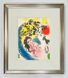 Marc Chagall Color Lithograph, Unsigned, 1960, "Lovers With Red Sun"