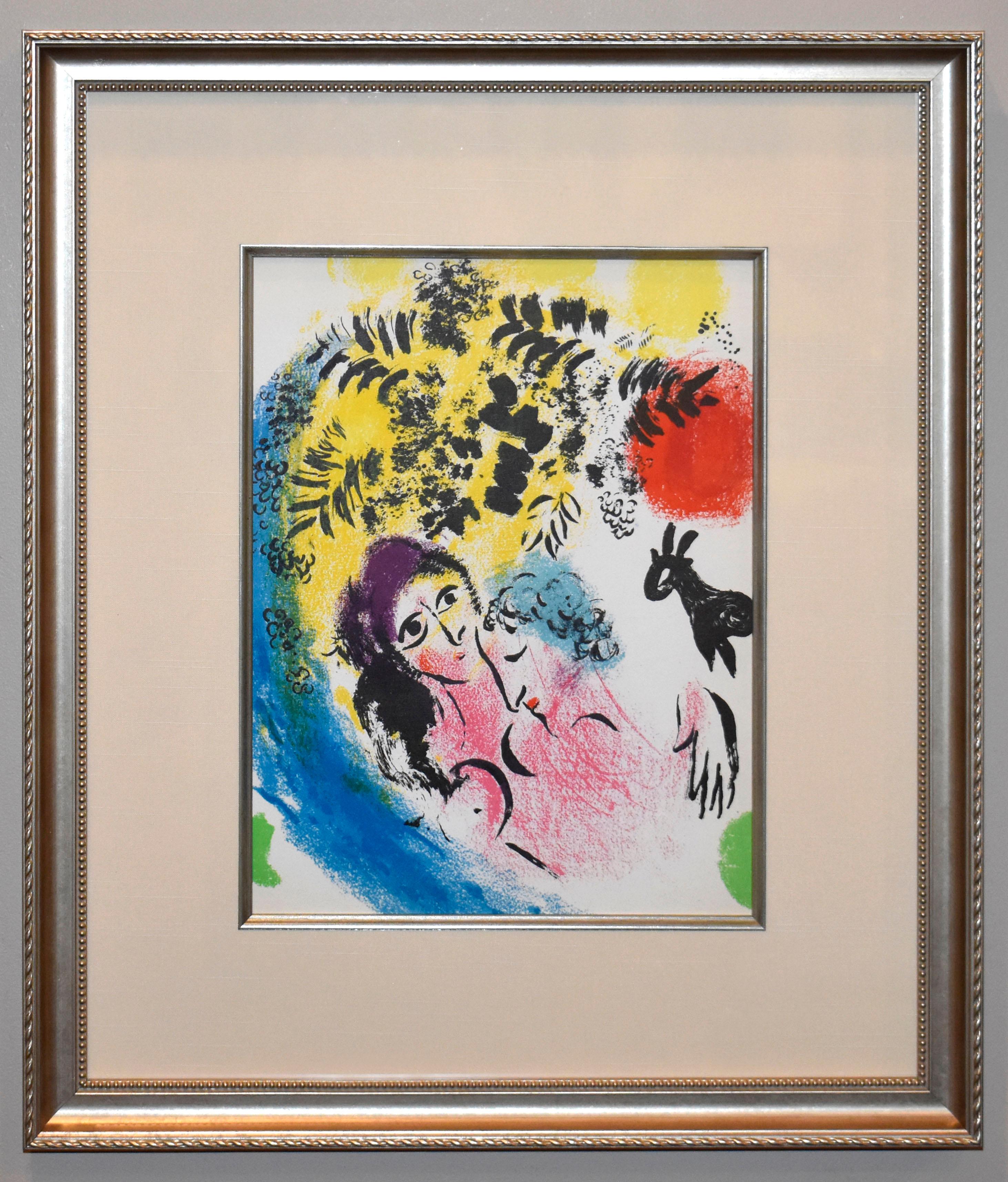 Marc Chagall Figurative Print - Lovers With Red Sun