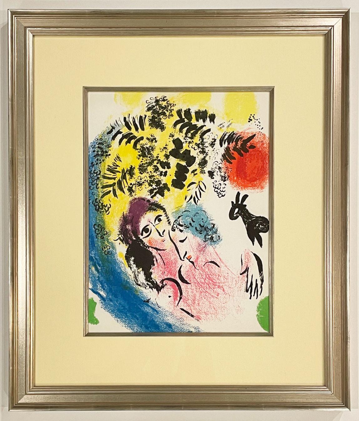 Marc Chagall Landscape Print - Lovers With Red Sun