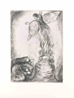 Manoah und seine Frau, die ihm ein Gebet anbietet... - Radierung von Marc Chagall - 1956