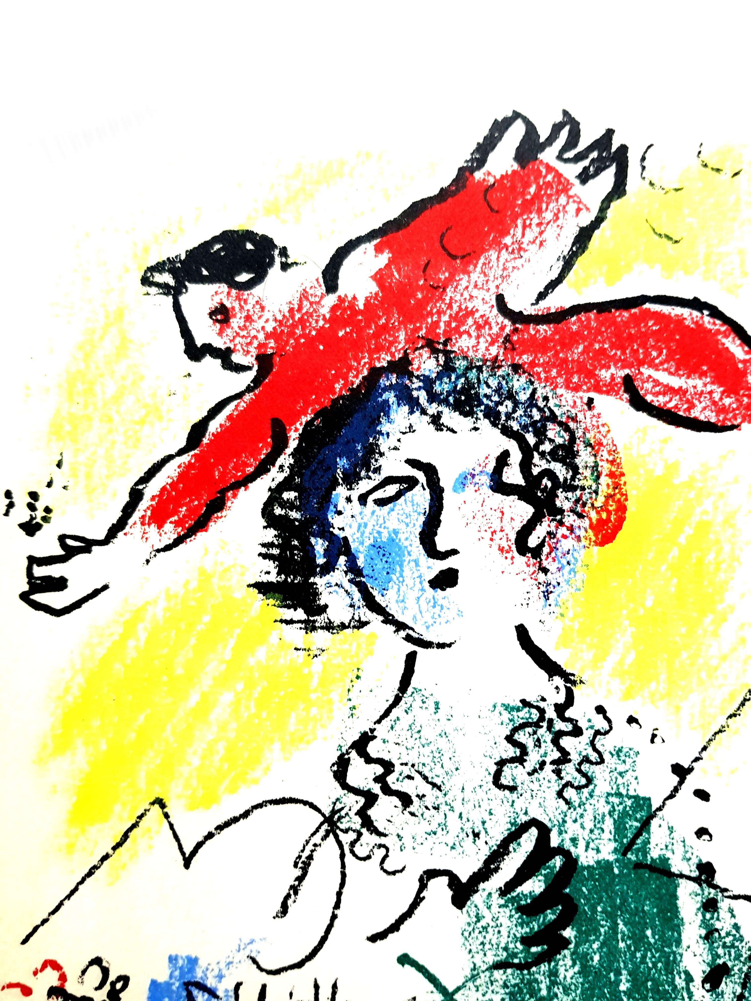 Marc Chagall - Cover - Original Lithograph 
1964
Dimensions: 30 x 20 cm
Edition of 200 (one of the 200 on Vélin de Rives)
Mourlot Press, 1964

Marc Chagall (born in 1887)

Marc Chagall was born in Belarus in 1887 and developed an early interest in
