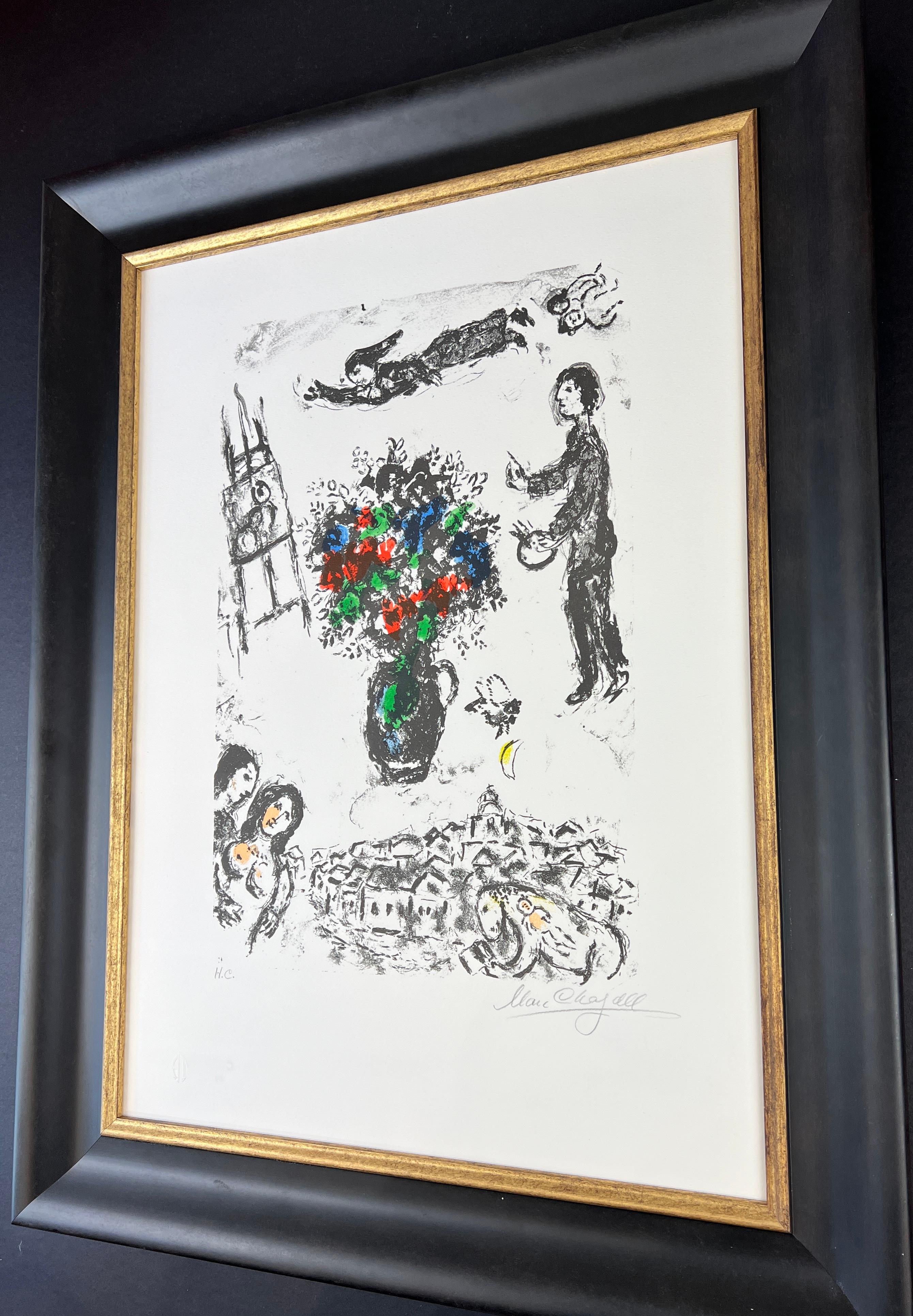 Marc Chagall ( 1887 - 1985 ) - BOUQUET SUR LA VILLE - litografia firmata a mano 11