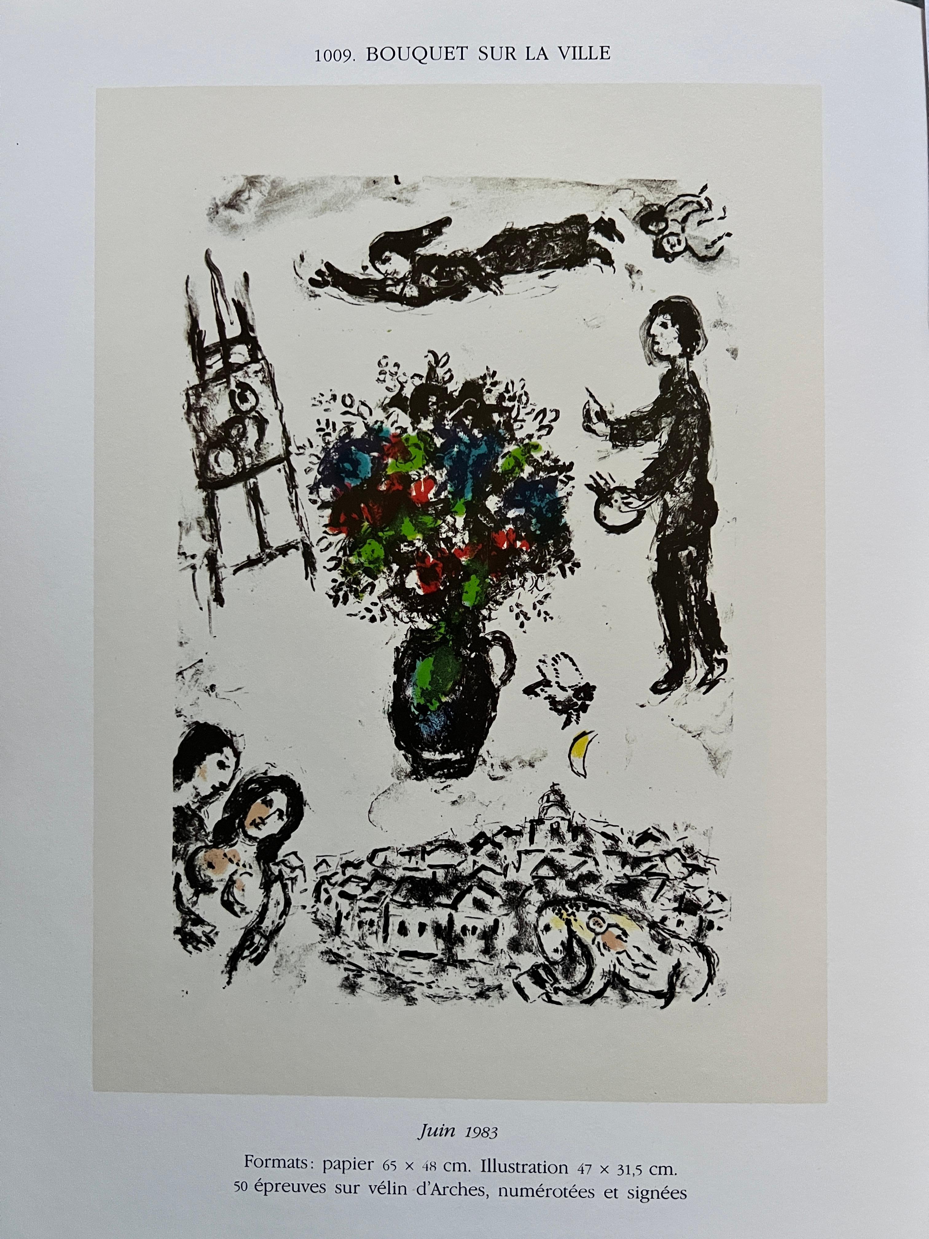 Marc Chagall ( 1887 - 1985 ) - BOUQUET SUR LA VILLE - litografia firmata a mano 12