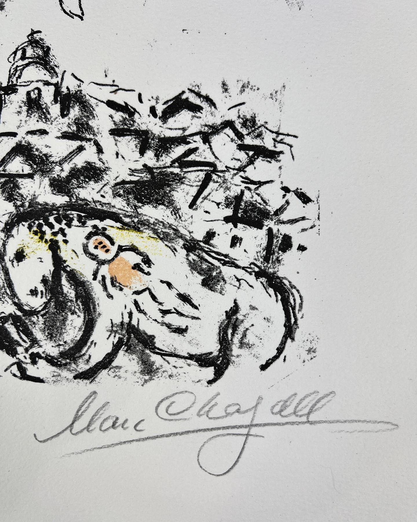 Marc Chagall ( 1887 - 1985 ) - BOUQUET SUR LA VILLE - litografia firmata a mano 4